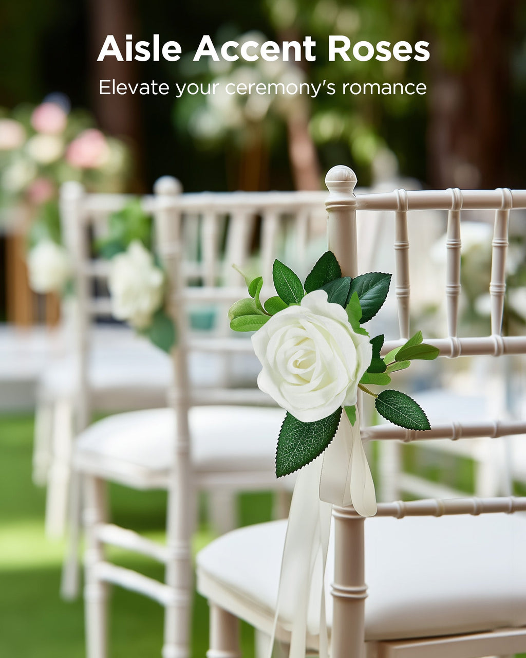 InnoGear 50 Pcs White Roses Artificial Flowers, Fake Velvet Silk Rose Bulk Faux Flower for Decoration DIY Wedding Centerpieces Proposal Bridal Bouquets Shower Party Home Floral Decor (50, White)