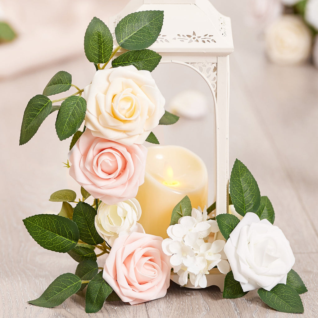 InnoGear 50pcs Artificial Green Leaves Bulk Roses Leaves Artificial Greenery Fake Rose Flower Leaves for Decoration DIY Wedding Bouquets Centerpieces Bridal Shower Party Valentine's Day Christmas Xmas