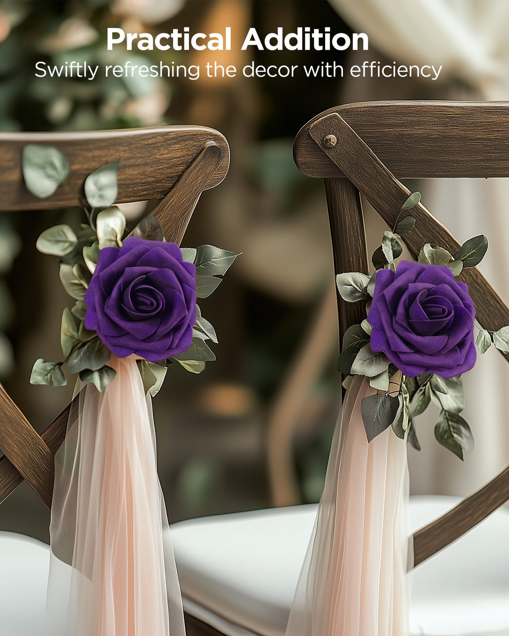 InnoGear Artificial Flowers, 50 Pcs Dusty Purple Foam Fake Roses Bulk with Stems for Decoration DIY Wedding Bouquets Centerpieces Bridal Shower Party Valentines Christmas Tree