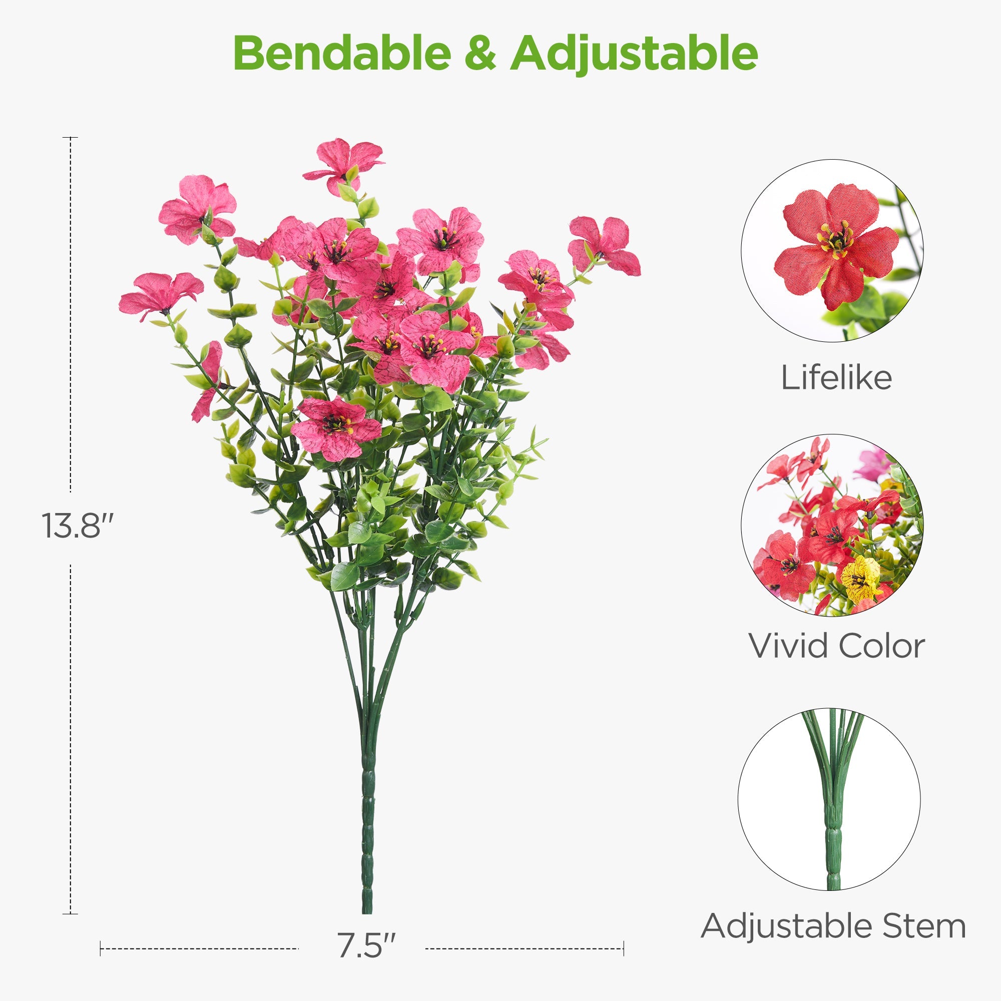 InnoGear Artificial Flowers for Outdoors, Fake Plants Greenery Faux Daisy with Eucalyptus Leaves Flowers for Decoration Indoor Garden Home Decor Porch Patio, 24 Bundles (Mixed 6 Colors)