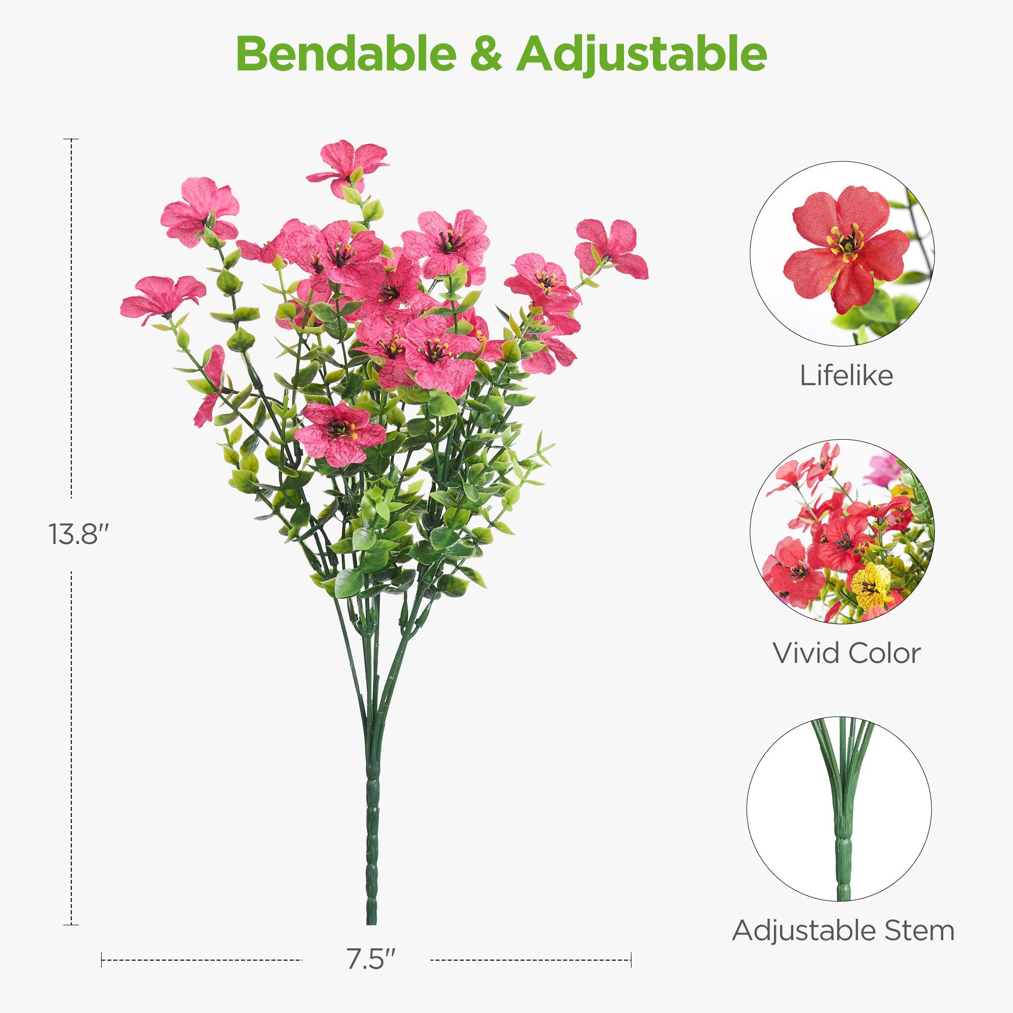 InnoGear Artificial Flowers for Outdoors, Fake Plants Greenery Faux Daisy with Eucalyptus Leaves Flowers for Decoration Indoor Garden Home Decor Porch Patio, 24 Bundles (Mixed 4 Colors)