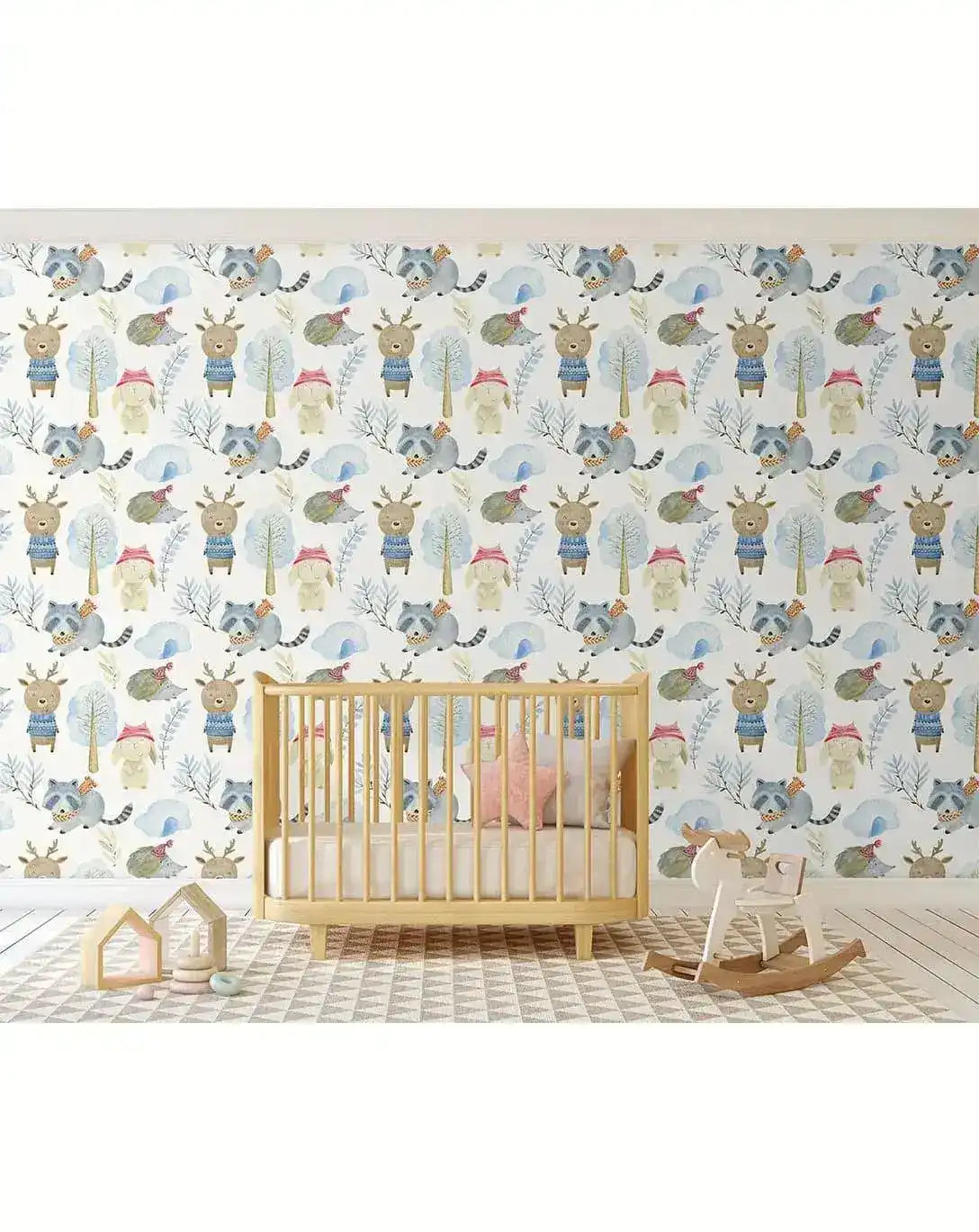 Kids Winter Animals Removable Wallpaper