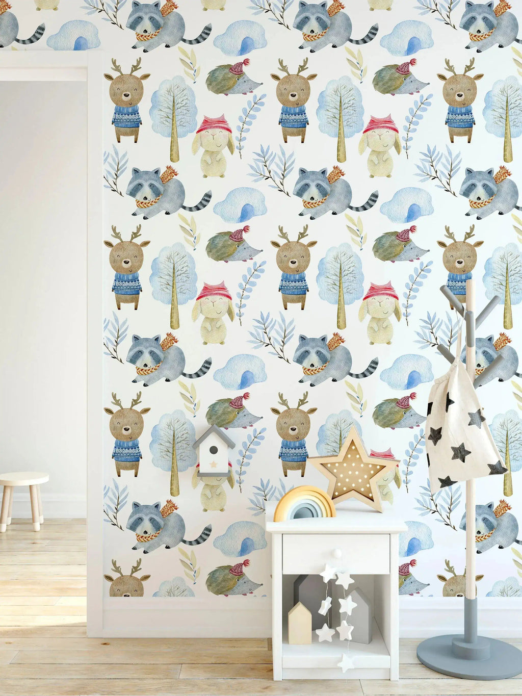 Kids Winter Animals Removable Wallpaper