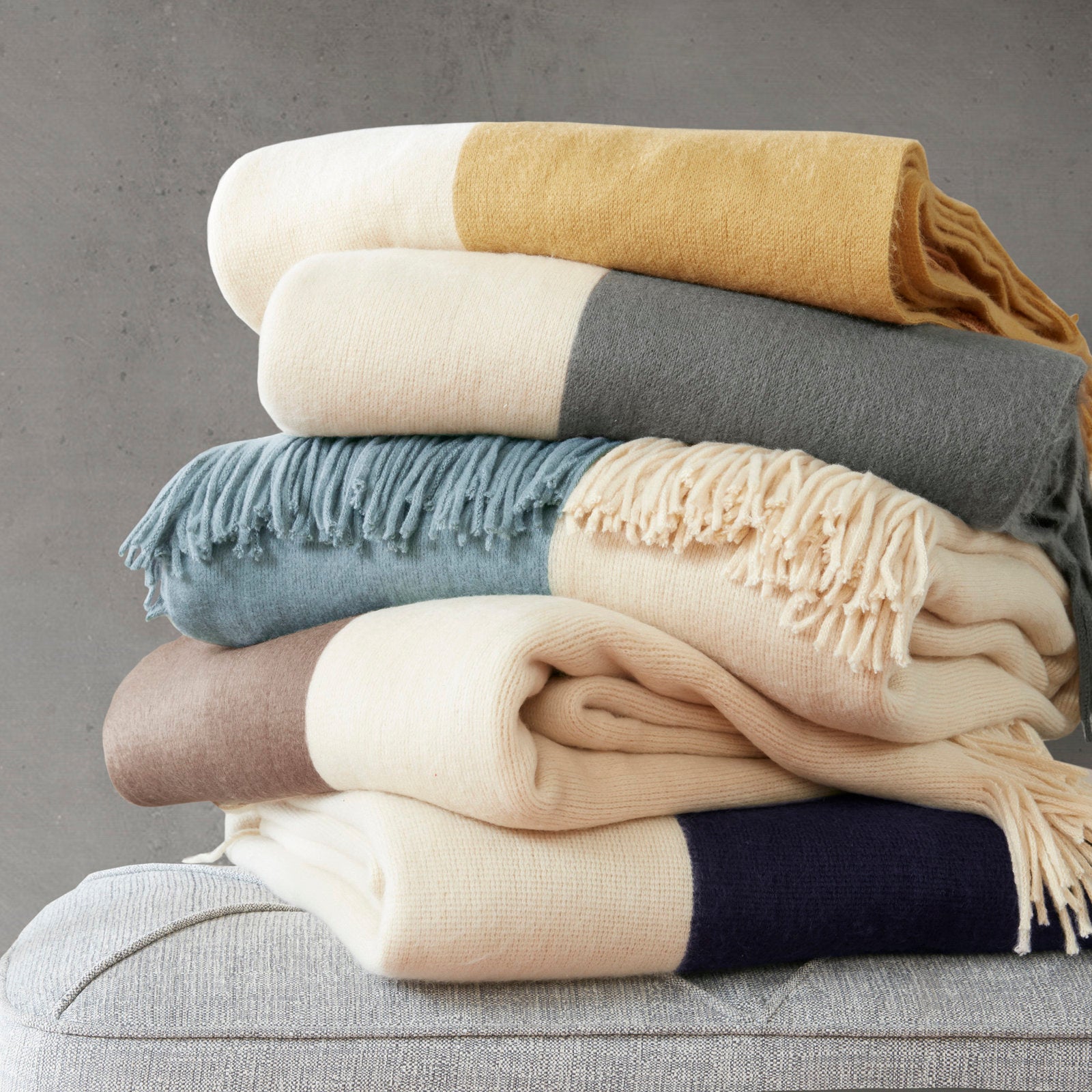 Linea Color Block Faux Cashmere Throw