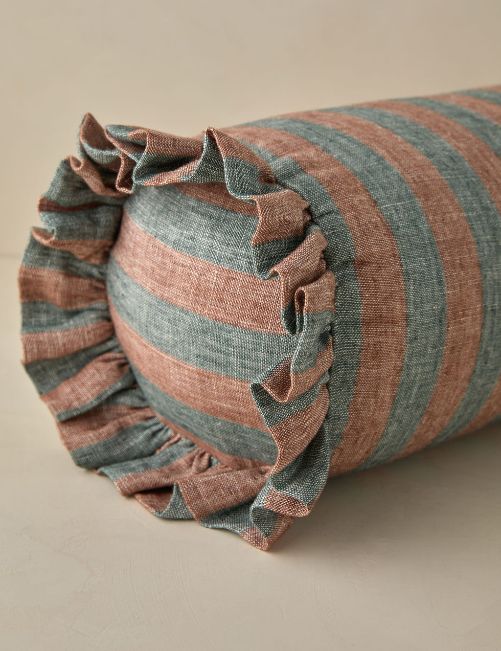 Amaroso Linen Ruffle Bolster Pillow