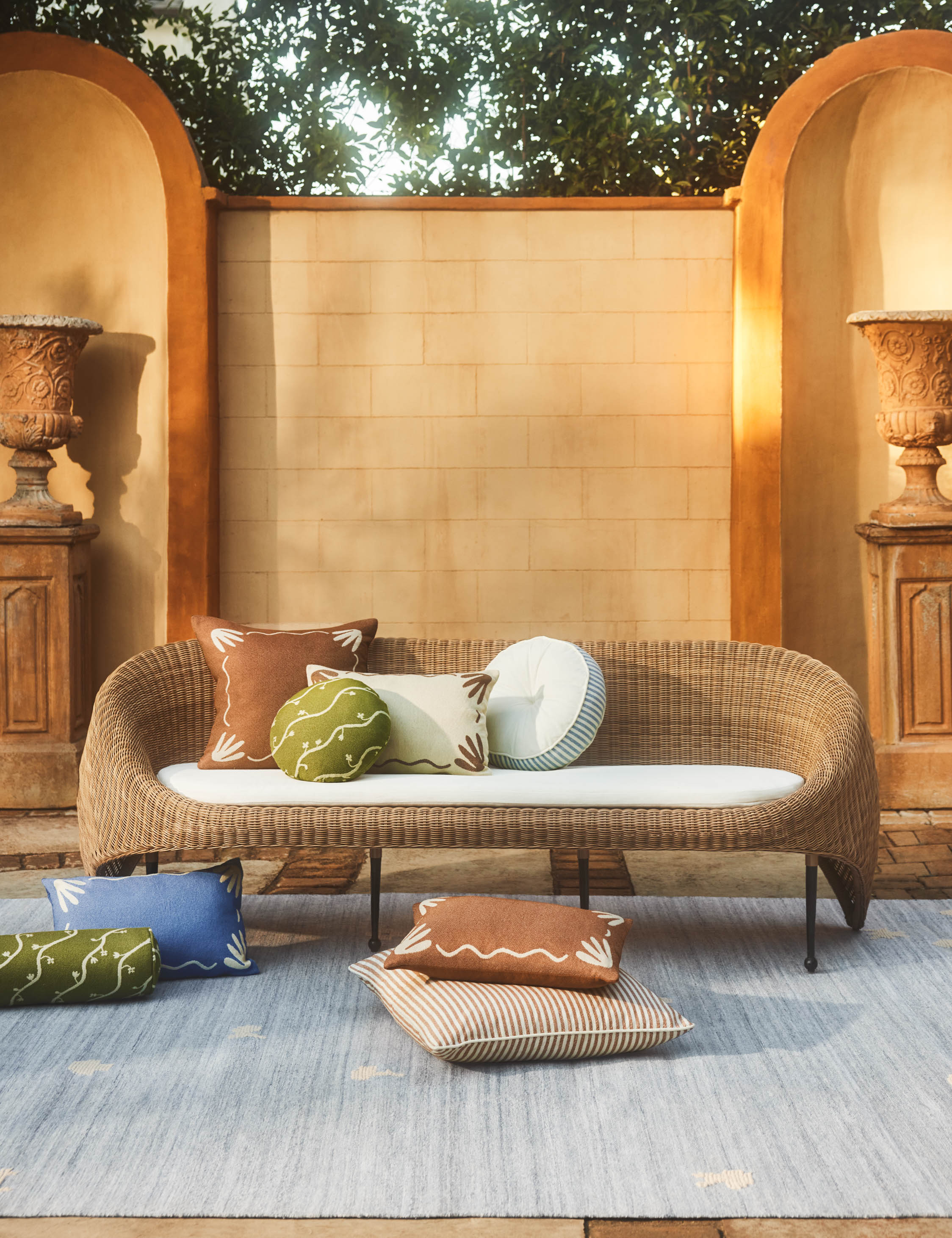 Littu Indoor / Outdoor Striped Disc Pillow by Sarah Sherman Samuel