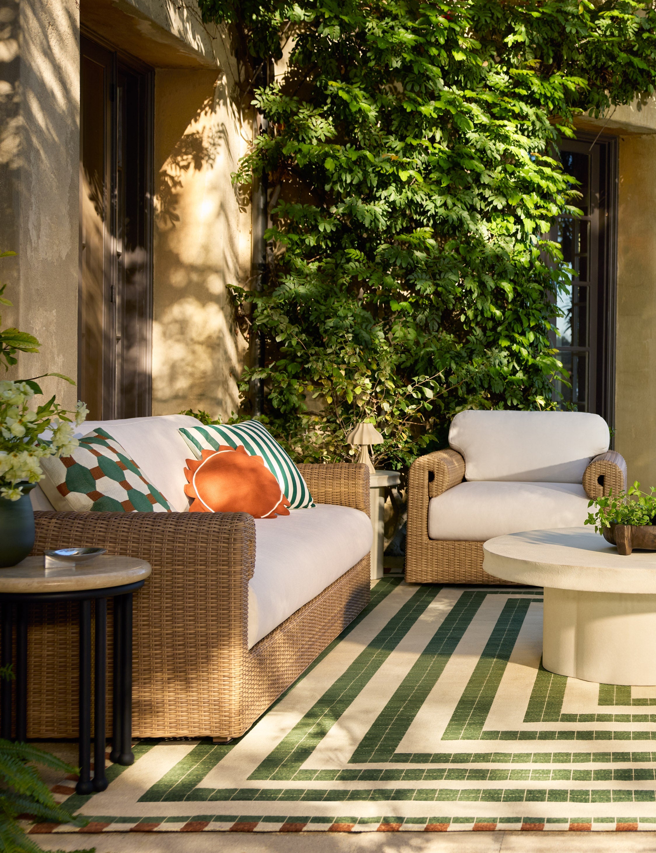 Yvonne Reversible Indoor / Outdoor Pillow by Sunbrella for Lulu and Georgia