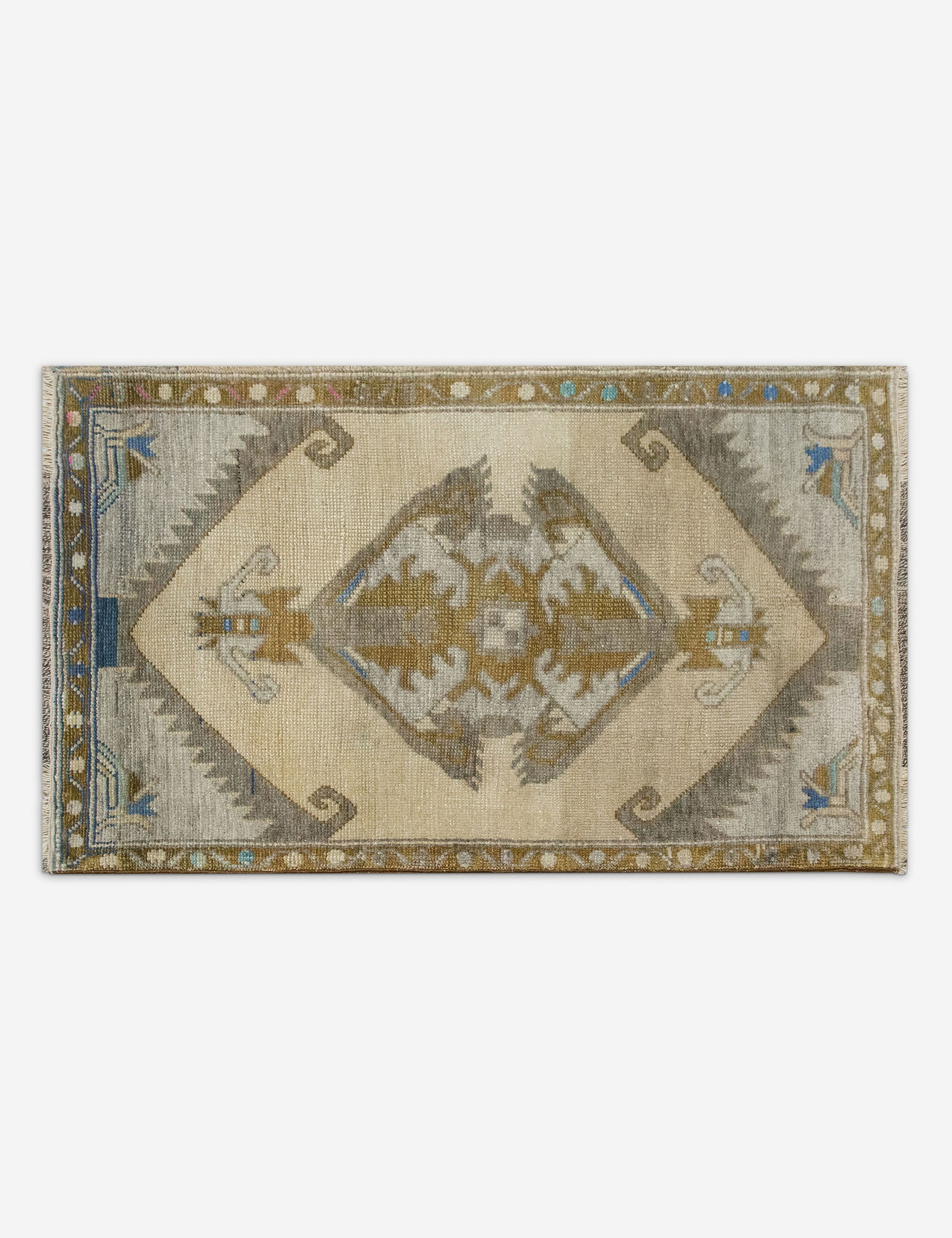 Vintage Turkish Hand-Knotted Wool Mini Rug No. 318, 1'7" x 2'8"
