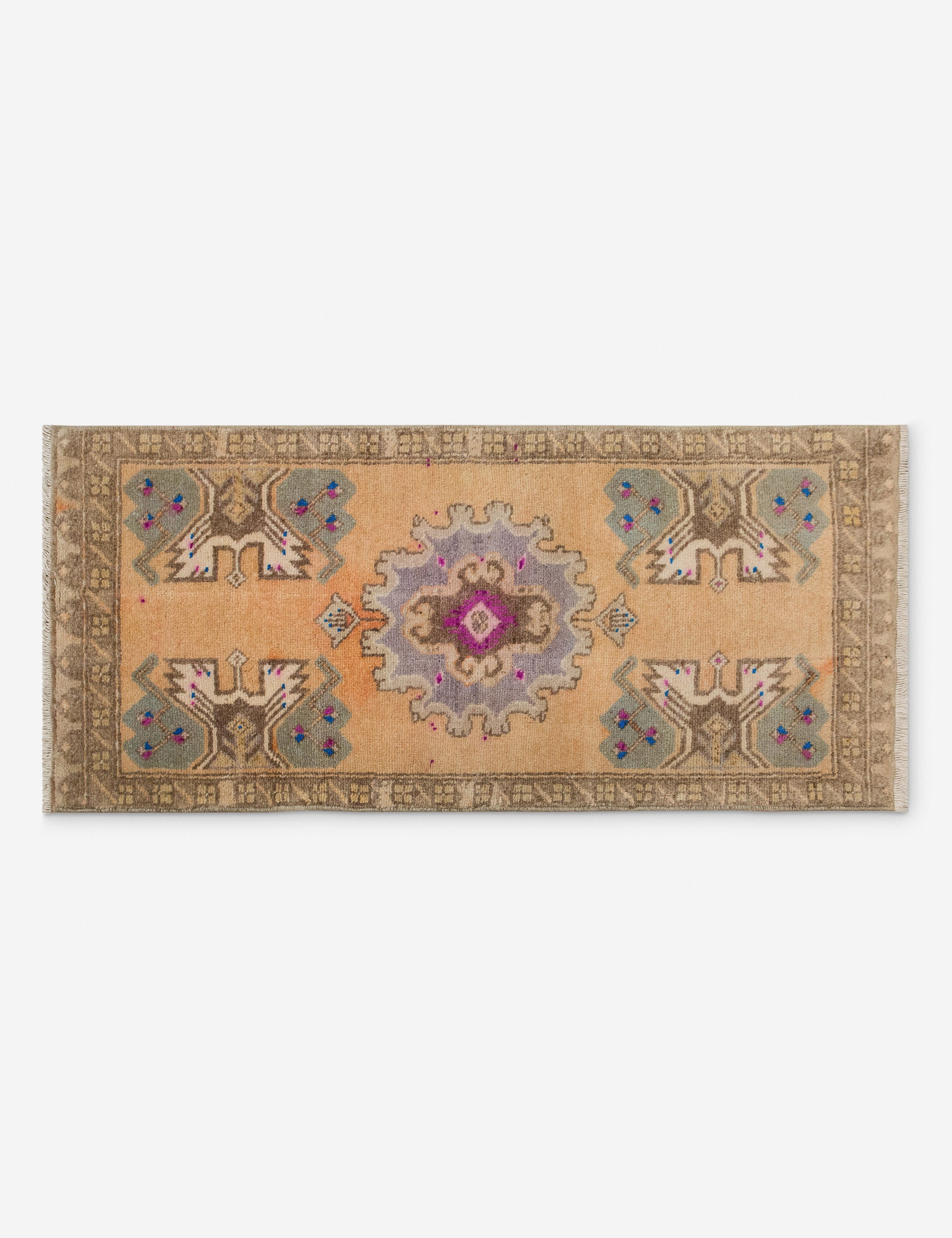 Vintage Turkish Hand-Knotted Wool Mini Rug No. 328, 1'5" x 3'5"