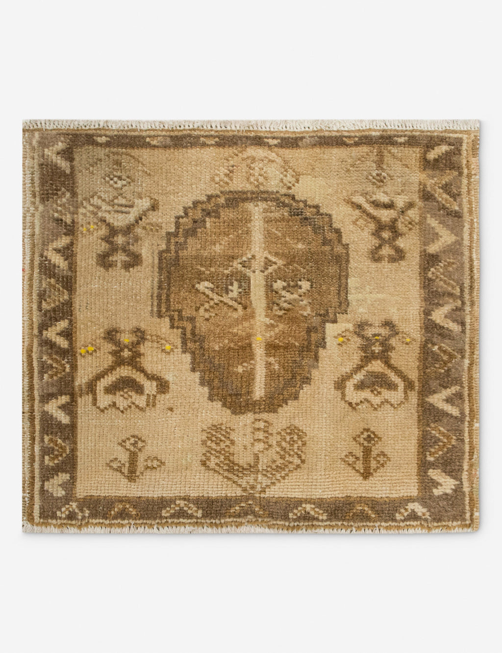 Vintage Turkish Hand-Knotted Wool Mini Rug No. 339, 1'7" x 1'9"