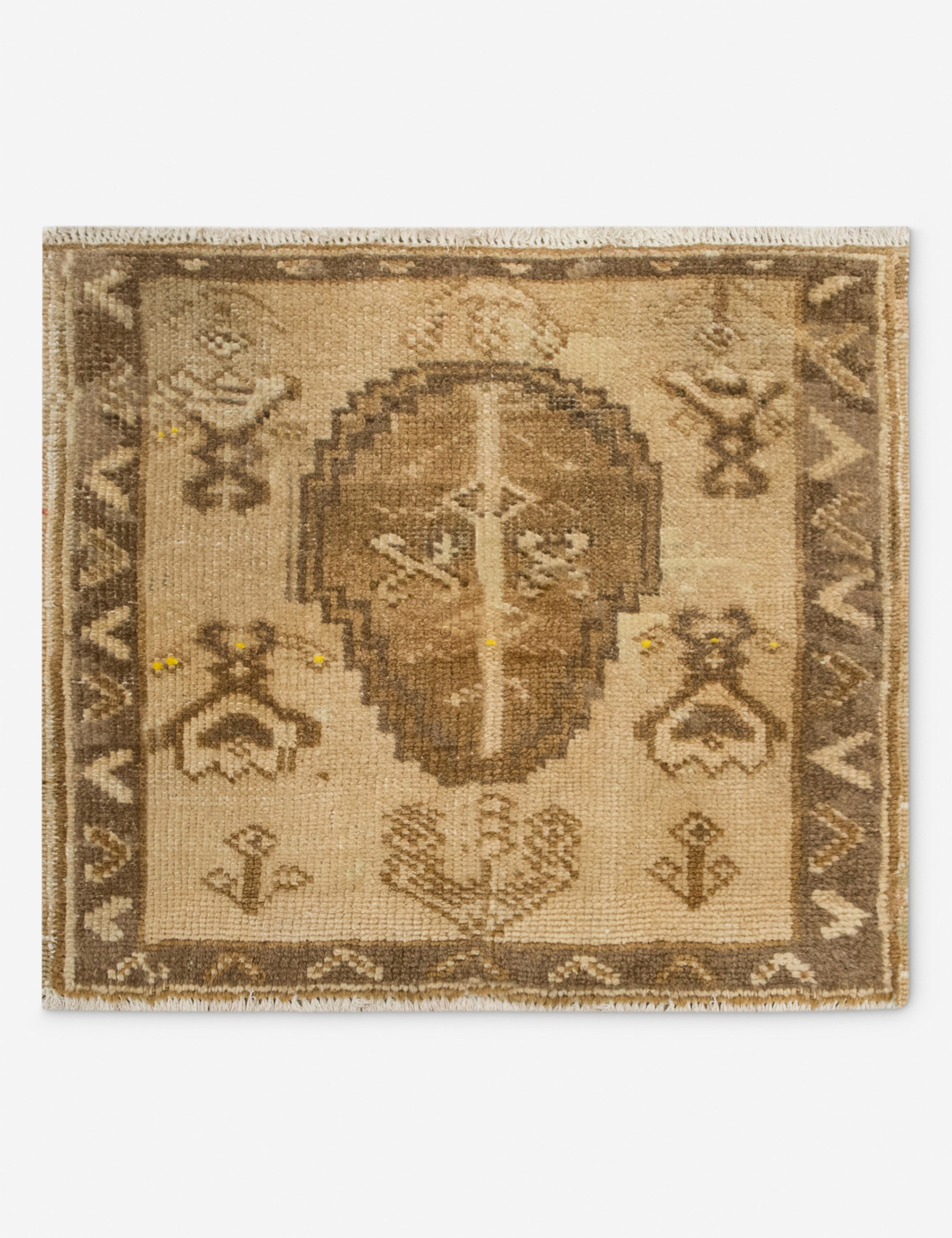 Vintage Turkish Hand-Knotted Wool Mini Rug No. 339, 1'7" x 1'9"