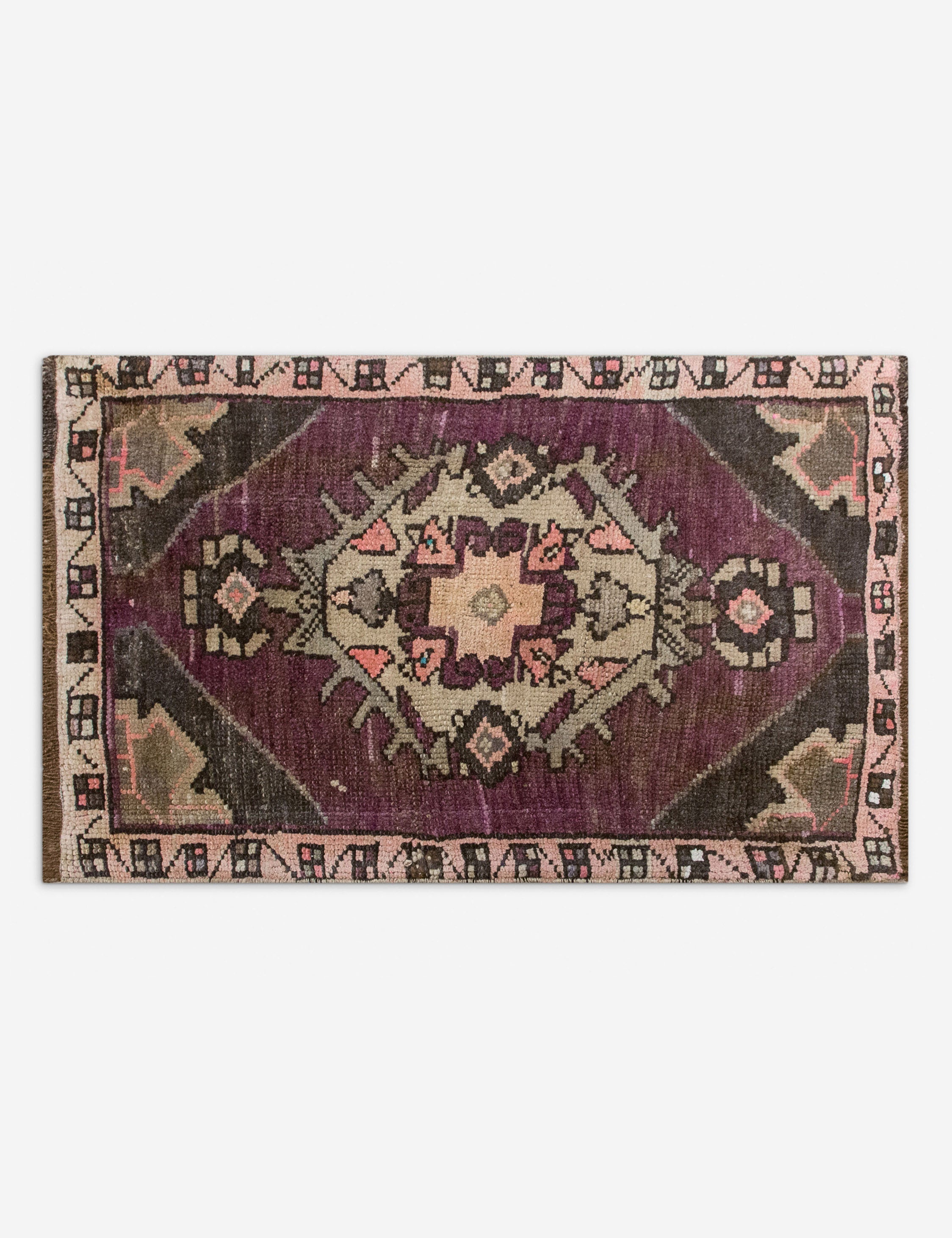 Vintage Turkish Hand-Knotted Wool Mini Rug No. 347, 1'7" x 2'8"