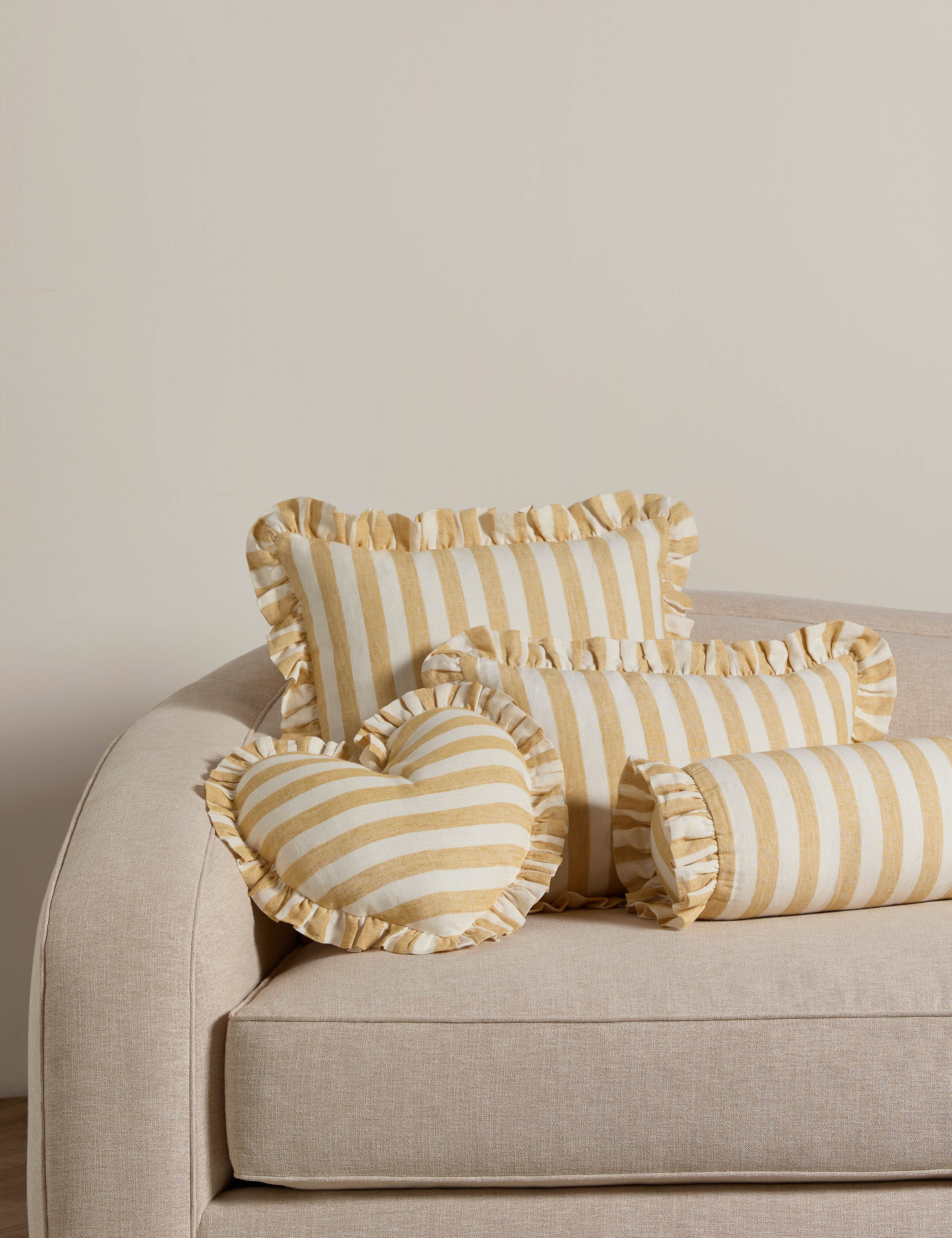 Amaroso Linen Ruffle Bolster Pillow