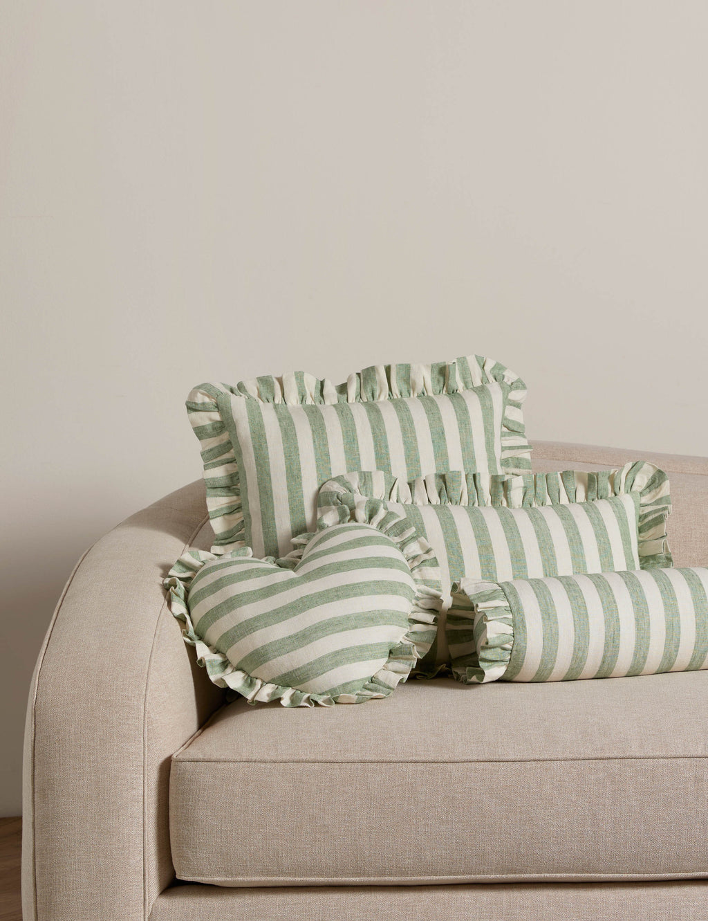 Amaroso Linen Ruffle Bolster Pillow