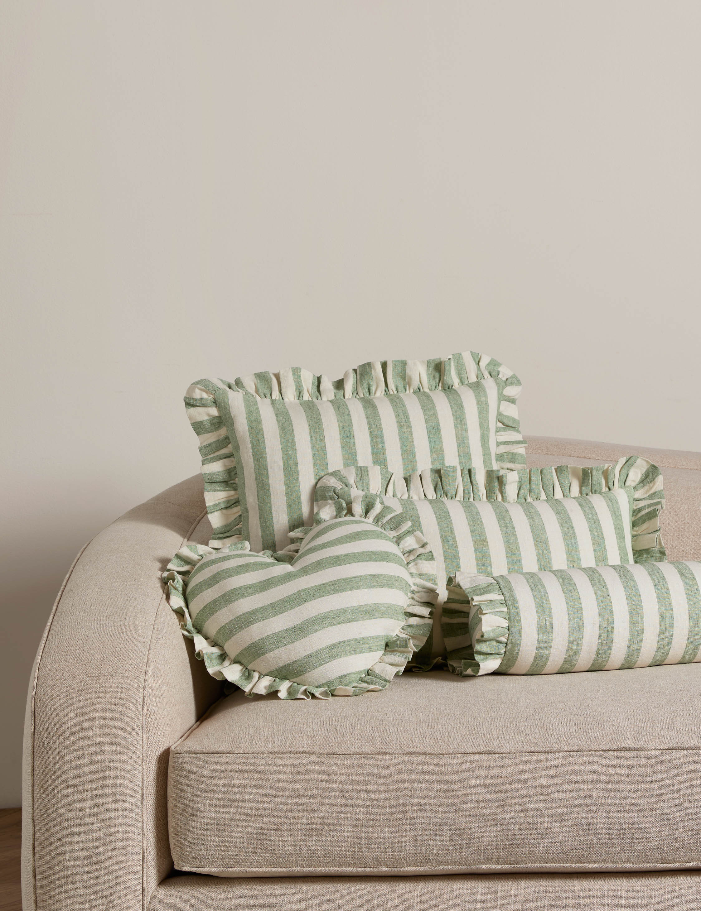 Amaroso Linen Ruffle Bolster Pillow