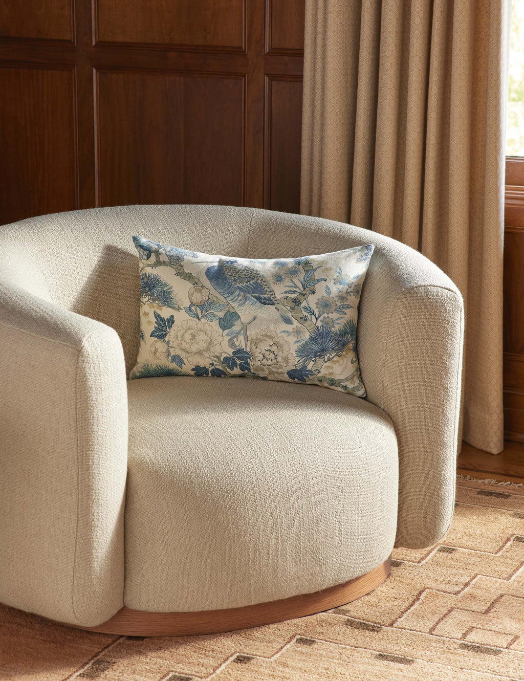 Shenyang Print Linen Pillow by Scalamandre