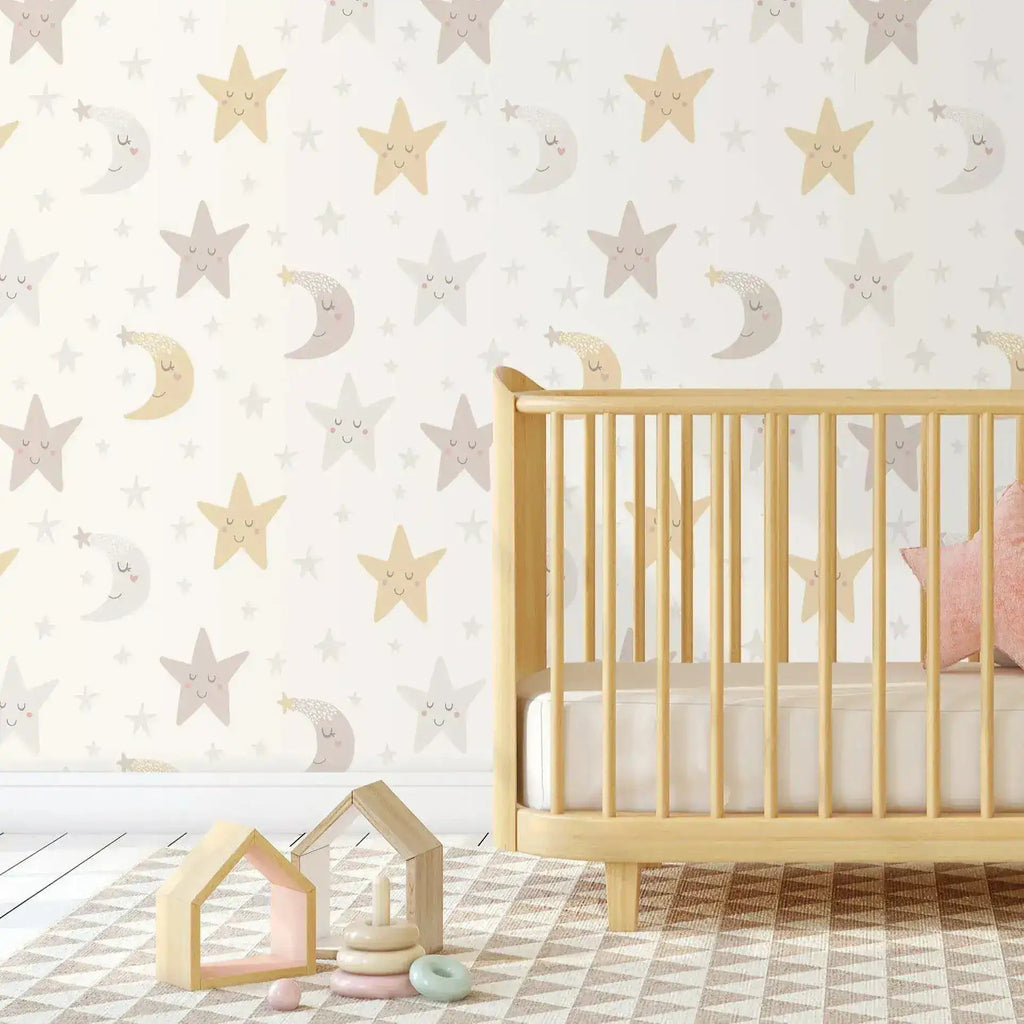 Night Sky Moon and Stars Nursery Removable Wallpaper