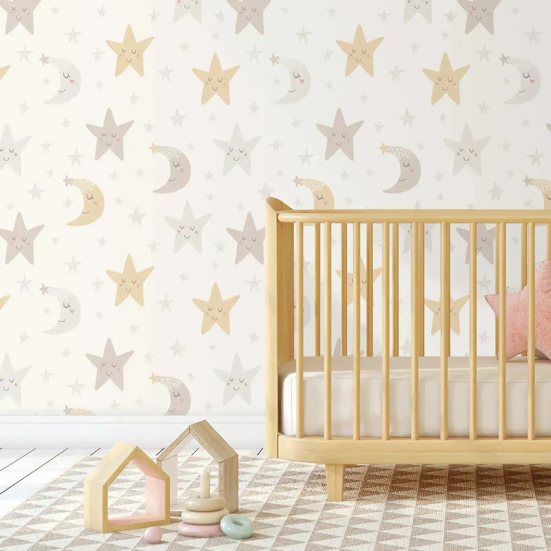 Night Sky Moon and Stars Nursery Removable Wallpaper