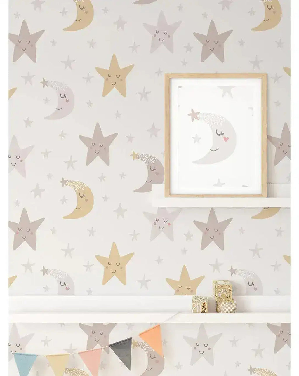 Night Sky Moon and Stars Nursery Removable Wallpaper