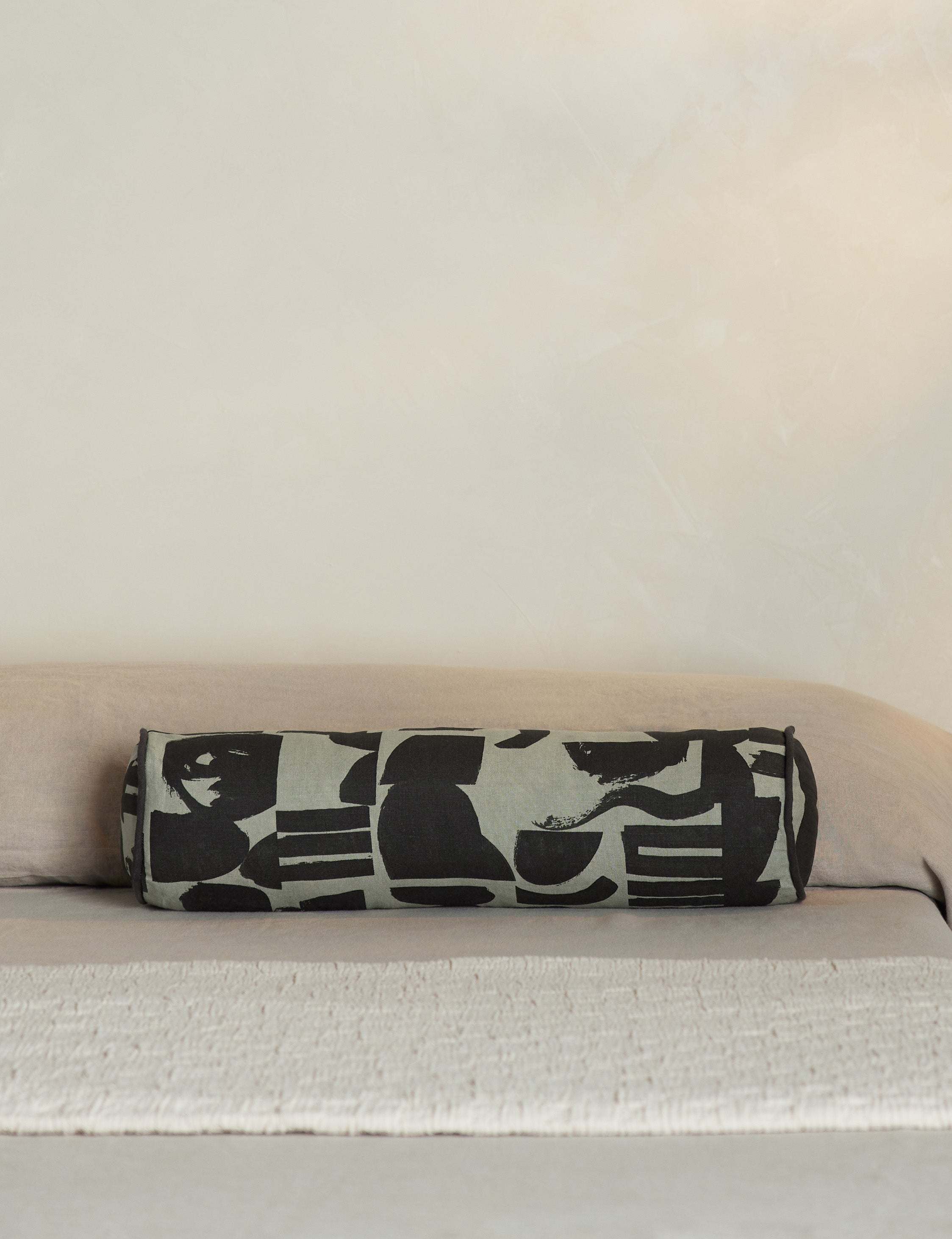 Organic Shapes Linen Bolster Pillow by Sarah Sherman Samuel