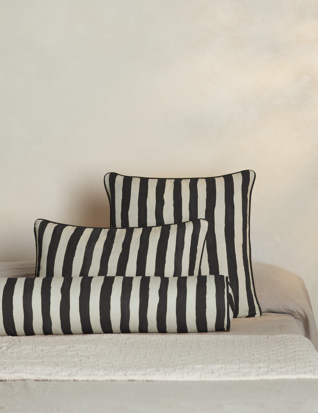 Painterly Stripe Linen Long Bolster Pillow by Sarah Sherman Samuel