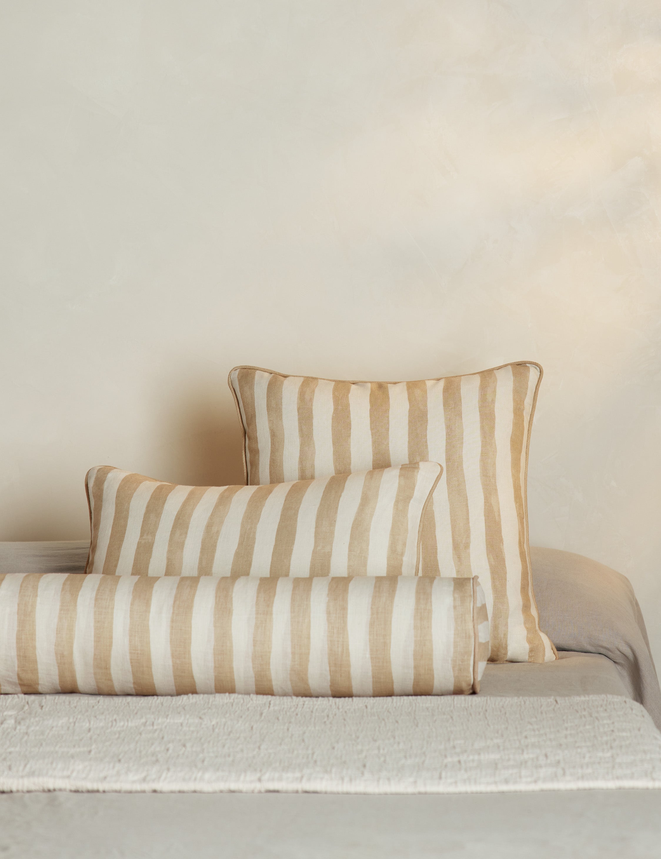 Painterly Stripe Linen Long Bolster Pillow by Sarah Sherman Samuel