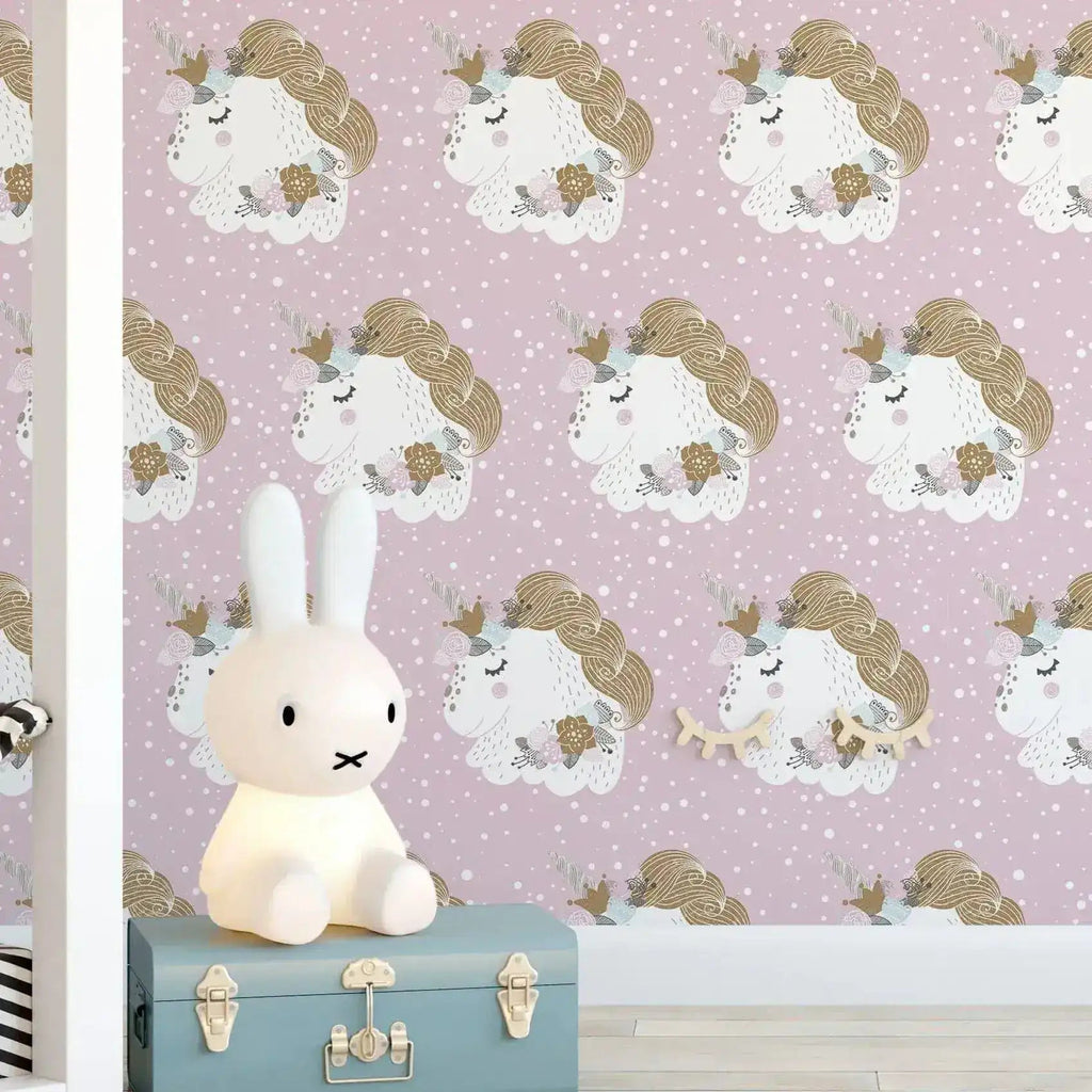 Pink Unicorn Removable Wallpaper