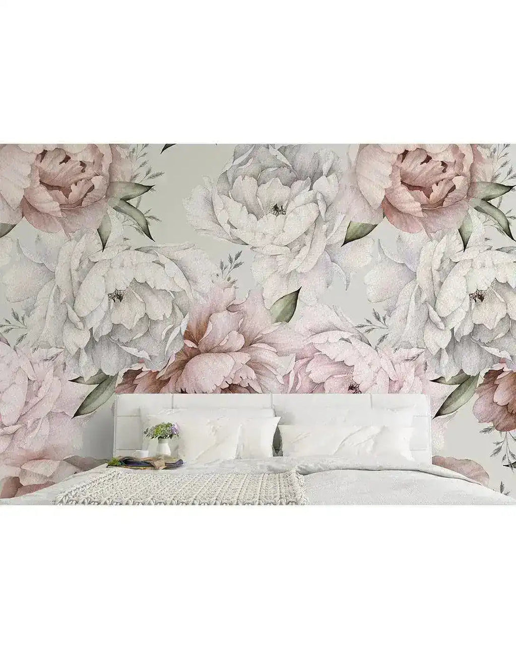 Pink Watercolor Large Peonies Wall Mural
