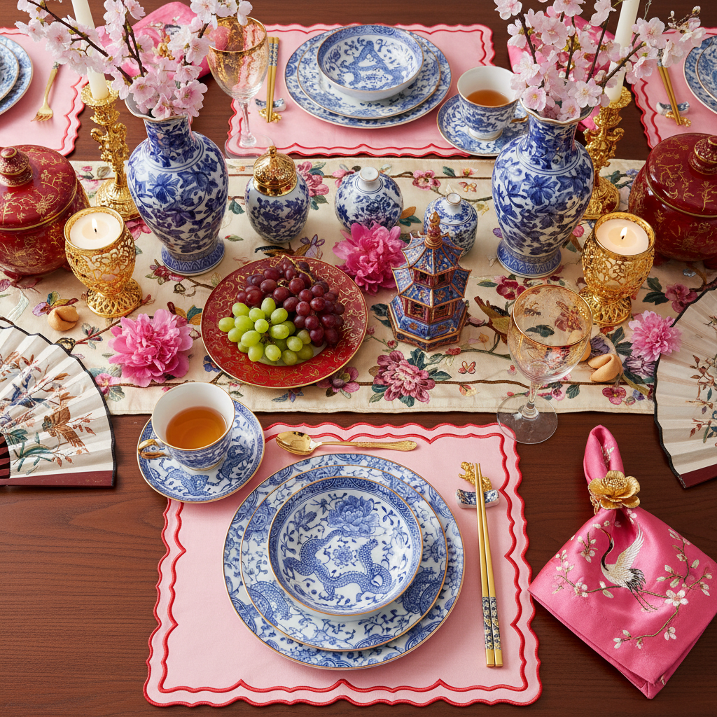 Pink Elegance Scallop Edge Placemat set of 4