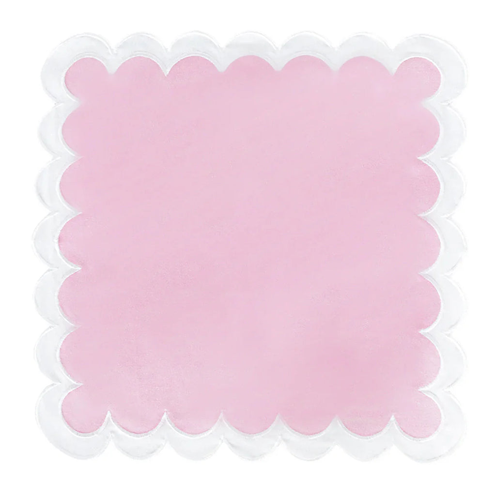 White Scalloped Pink Placemat set of 4