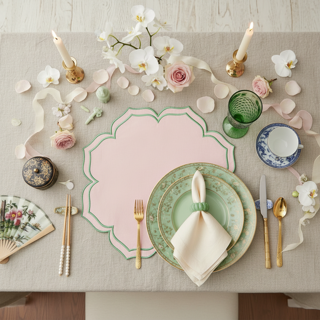 Petal Edge Placemat set of 4 - Blush & Pistachio