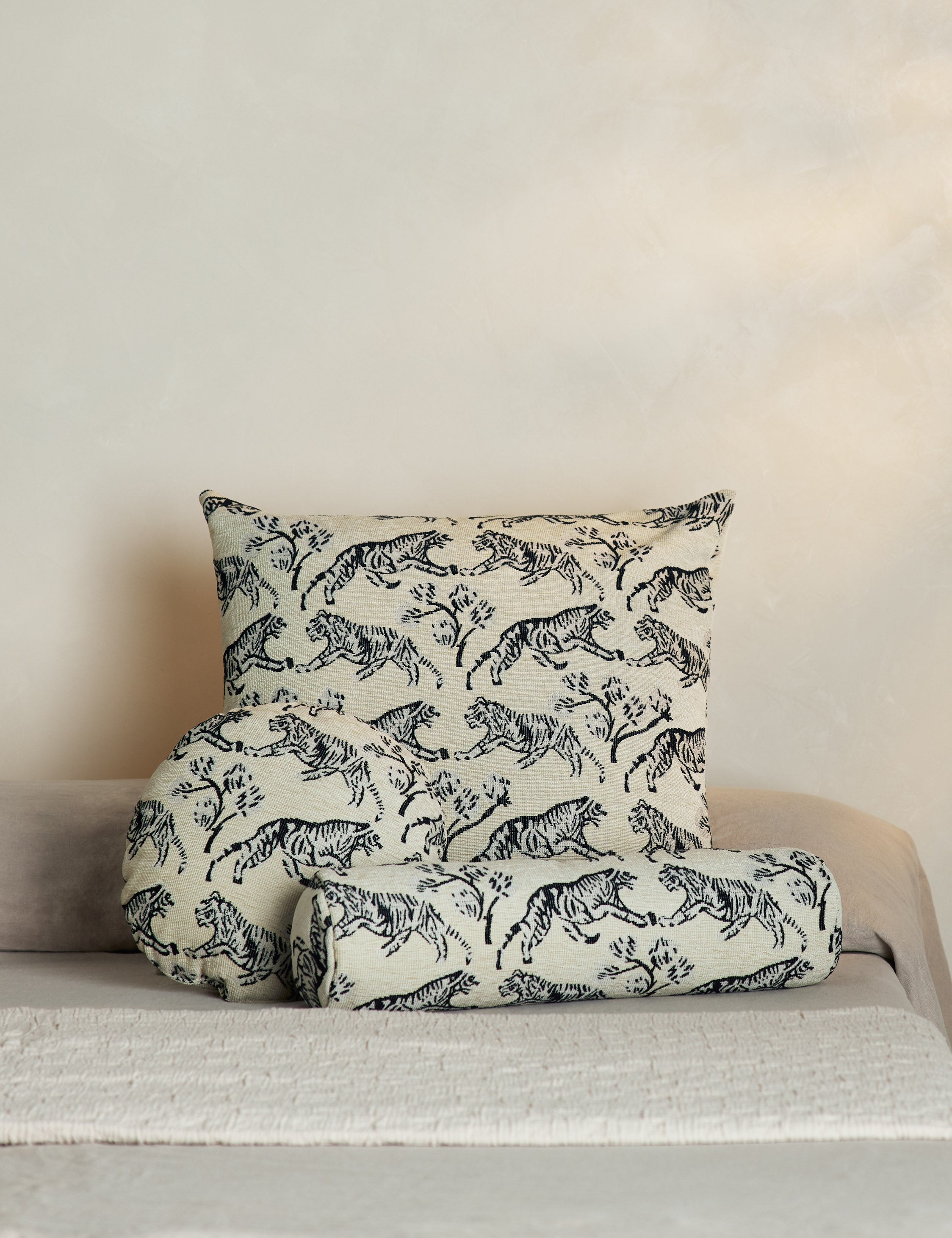Tiger Jacquard Bolster Pillow by Sarah Sherman Samuel
