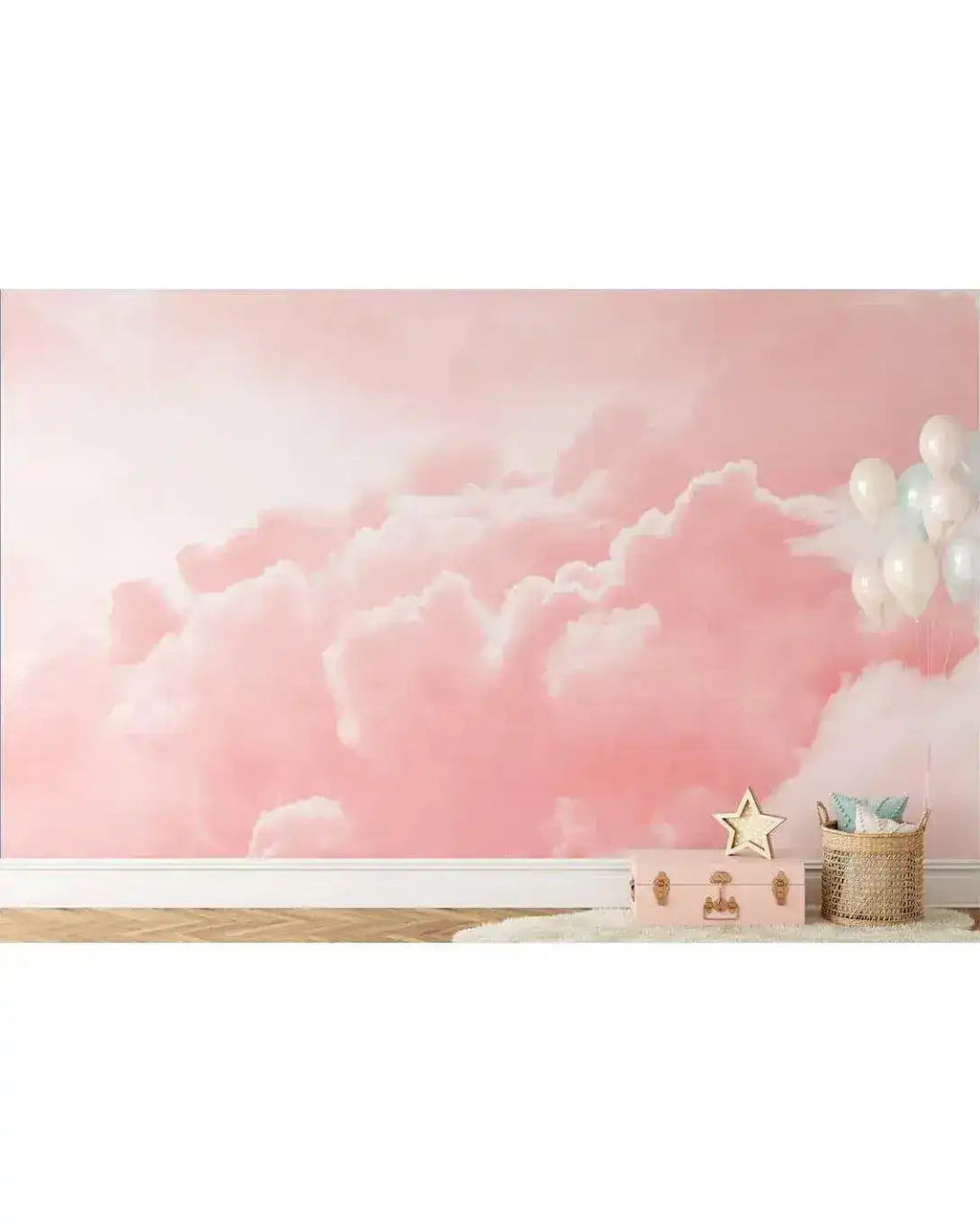 Pastel Pink Sky Clouds Bedroom Wall Mural
