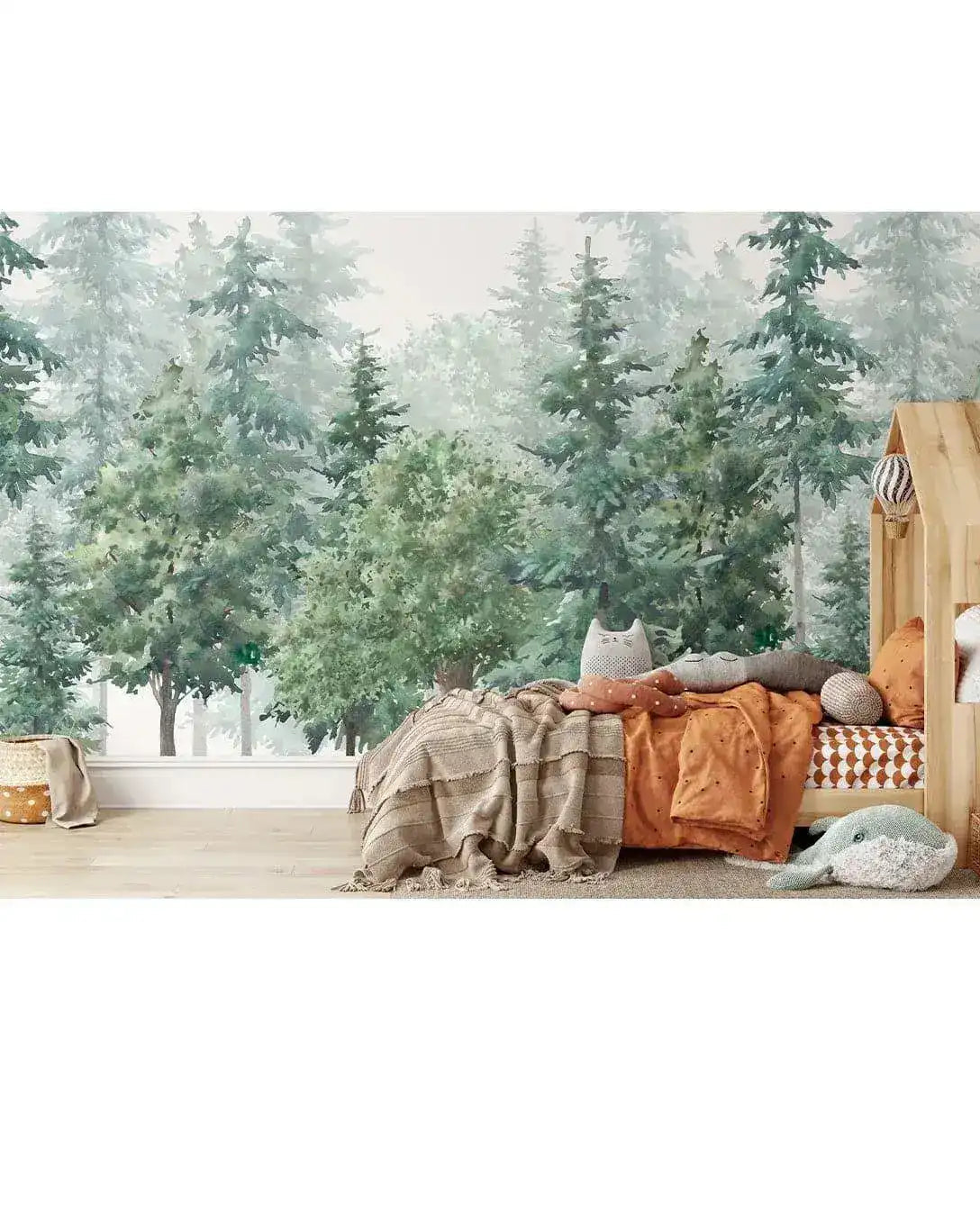 Watercolor Forest Fairy Kids Botanical Wall Mural