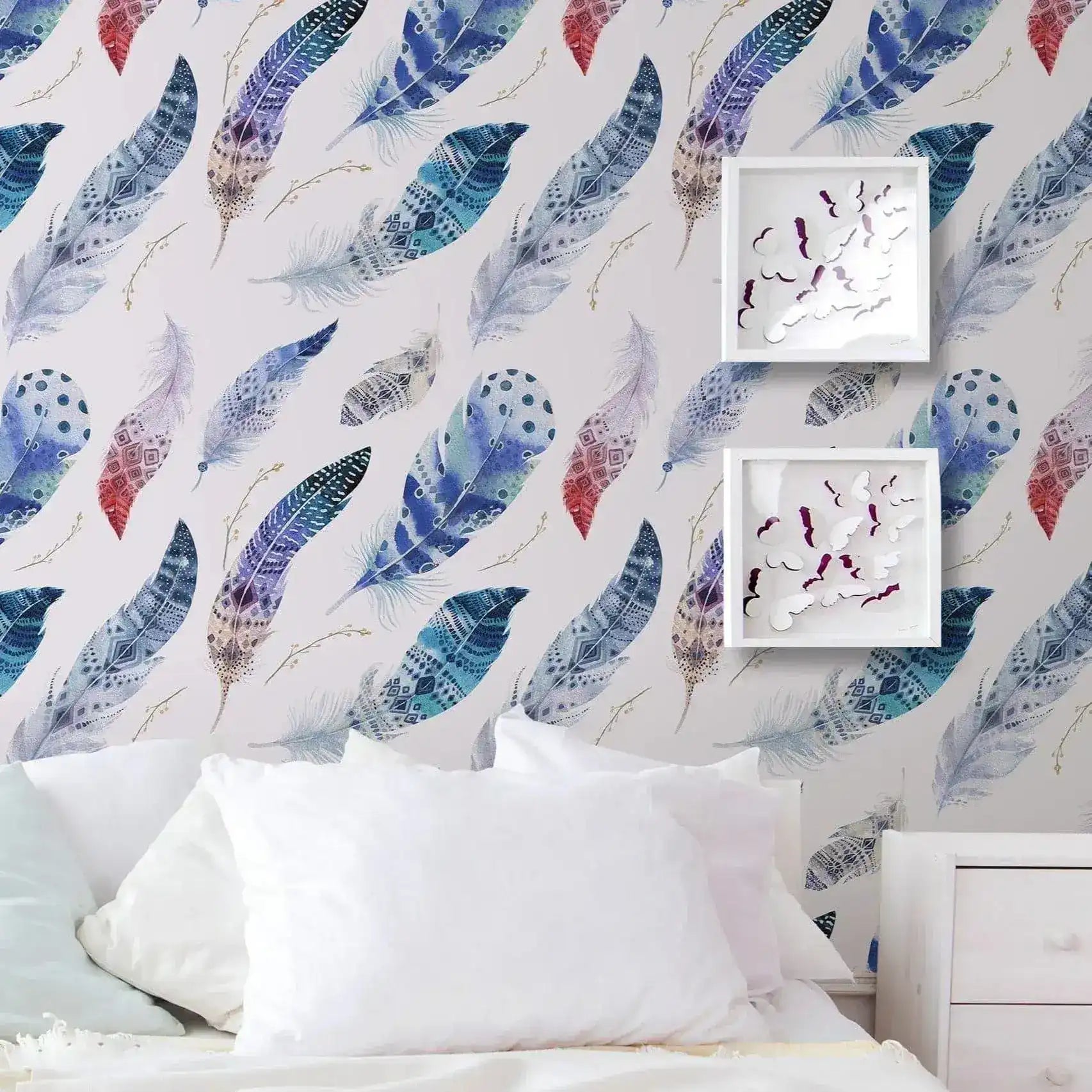 Watercolor Indian Feathers Removable Wallpaper