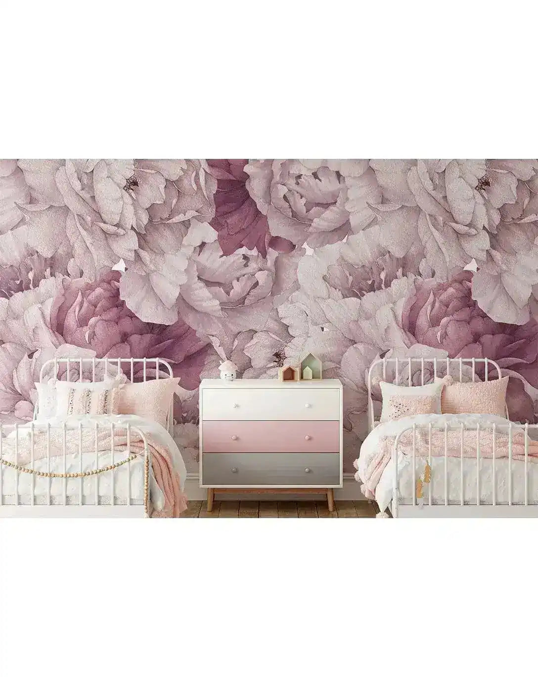 Watercolor Pink Peonies Wall Mural