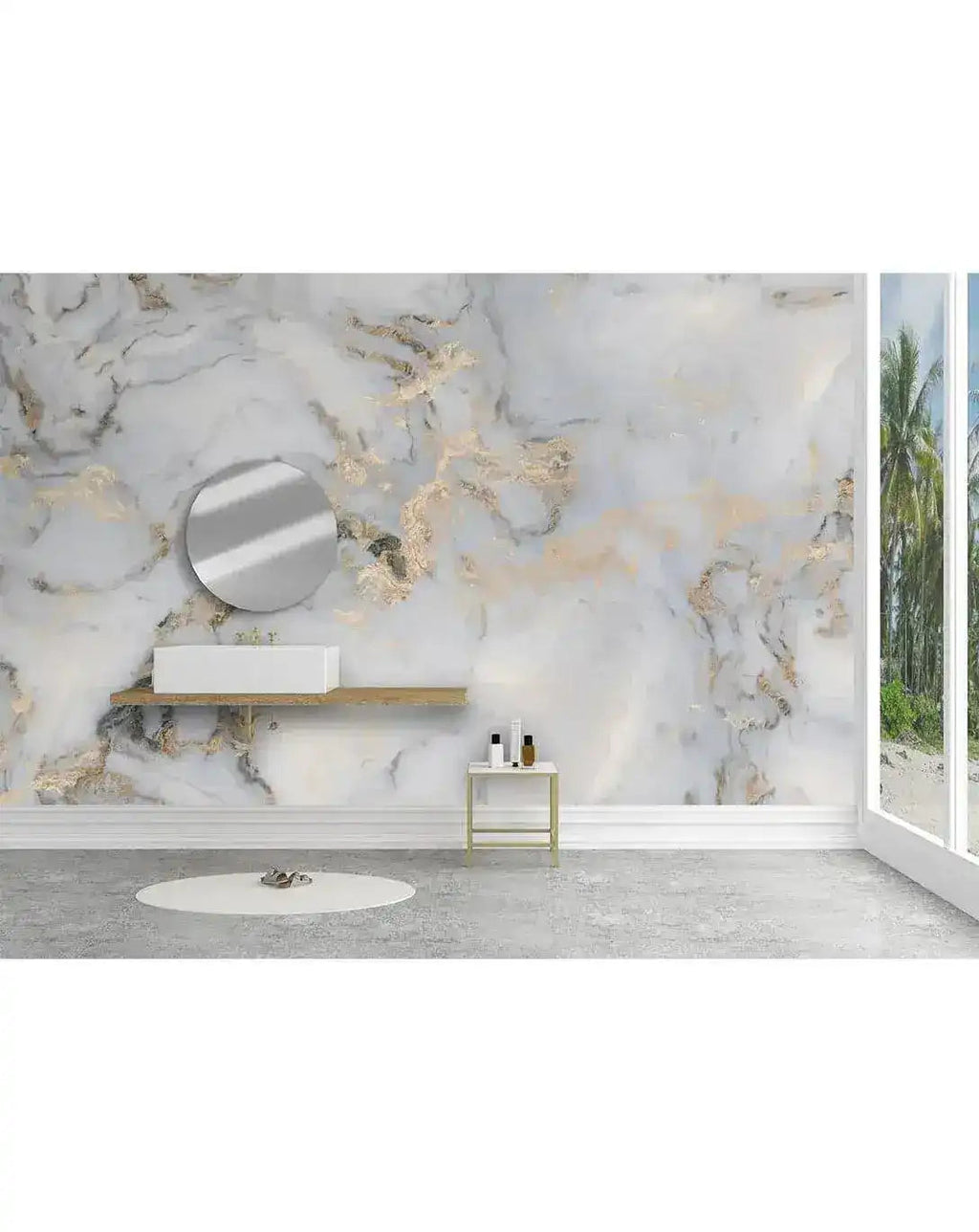White Gray Gold Marble Paining Stone Wall Decal