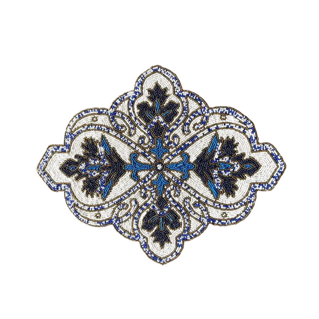 Priscilla Beaded Placemat - Blue/White
