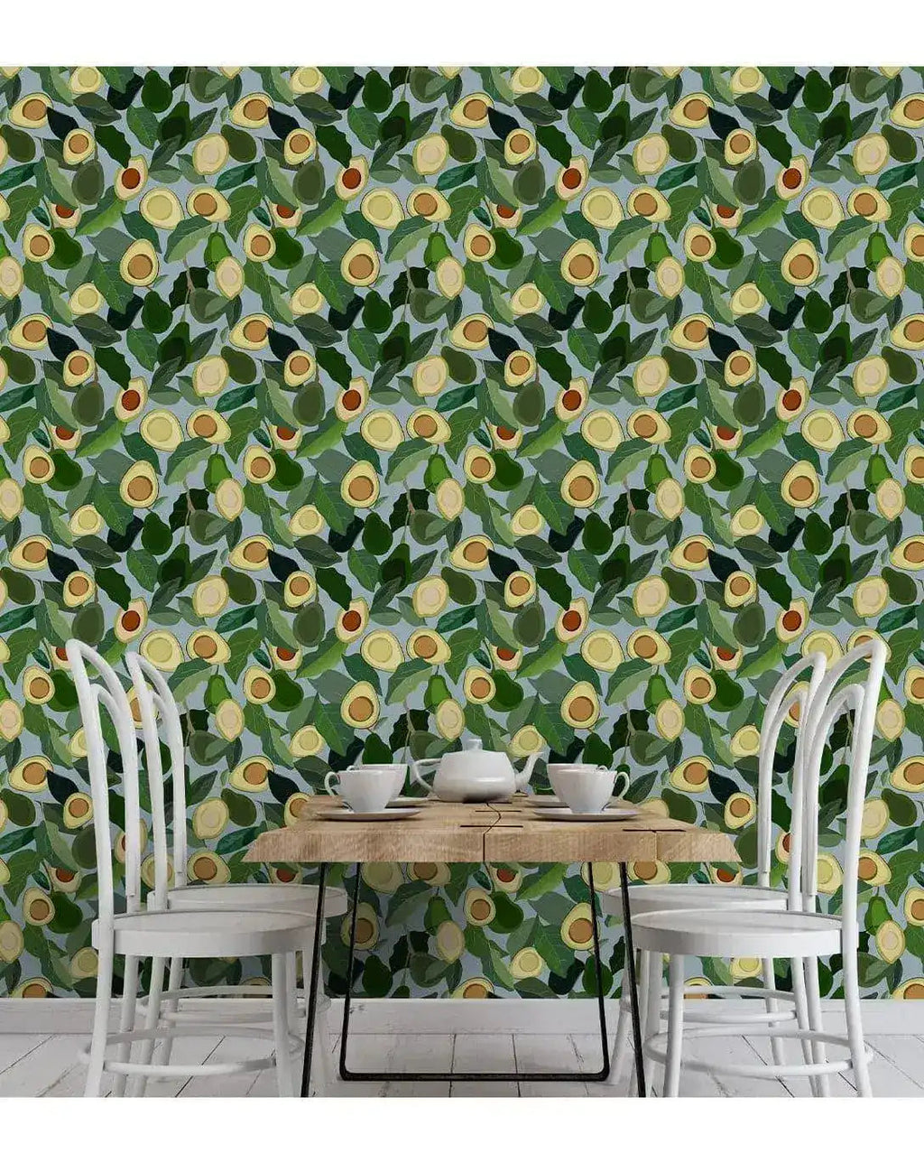 Yellow Avocado Green Leaves Kitchen Wallpaper