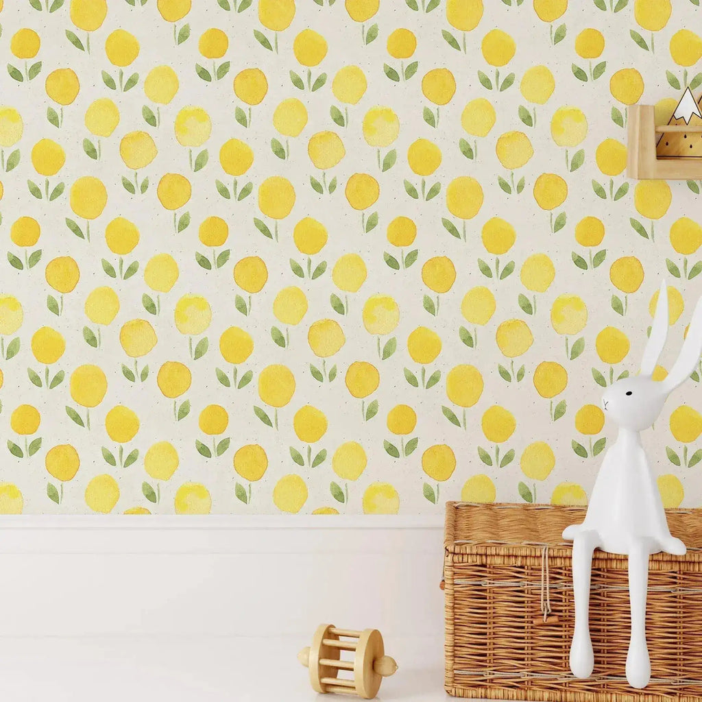 Yellow Marigold Flower Watercolor Floral Removable Wallpaper