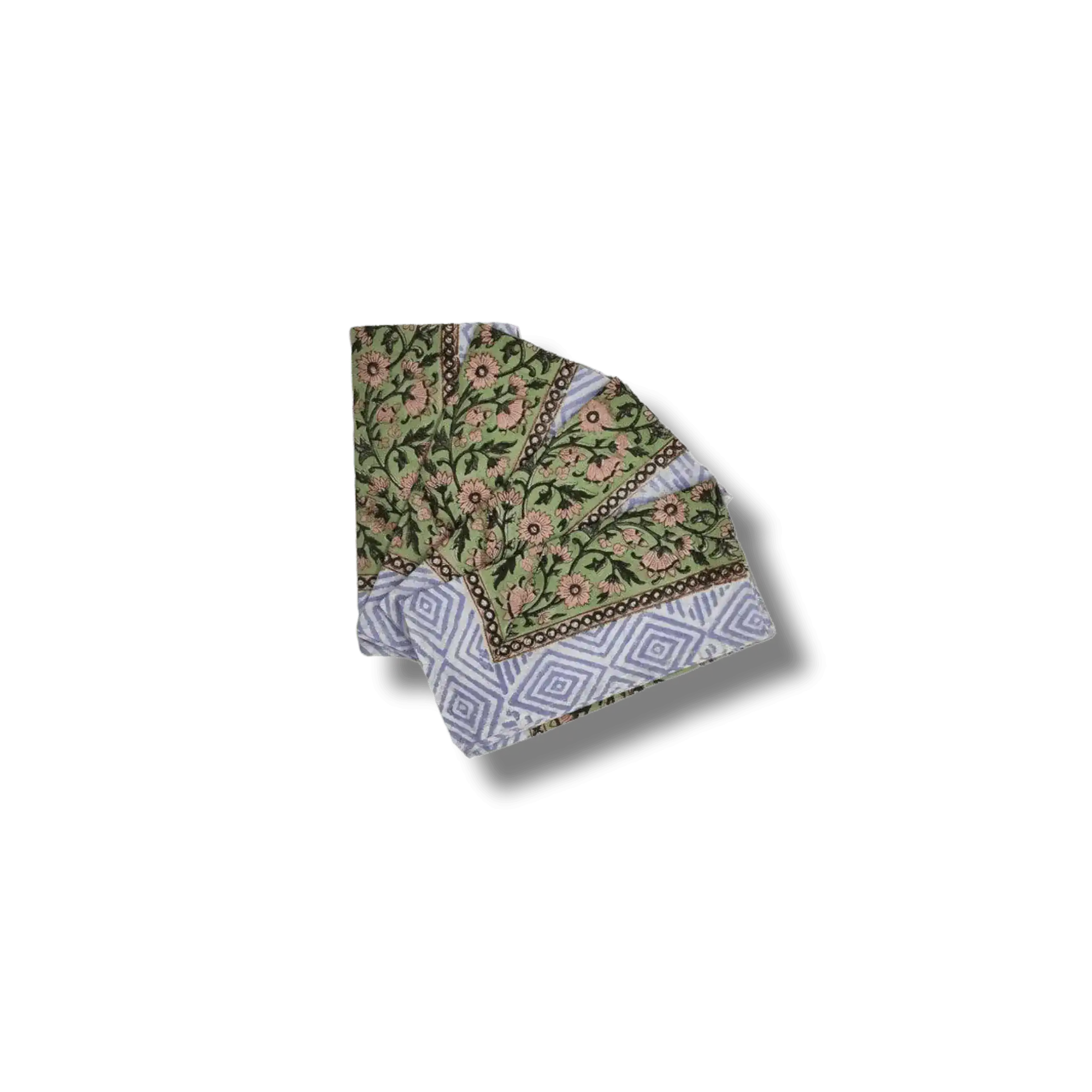 Aditi Green Hand Block Print Cotton Napkins