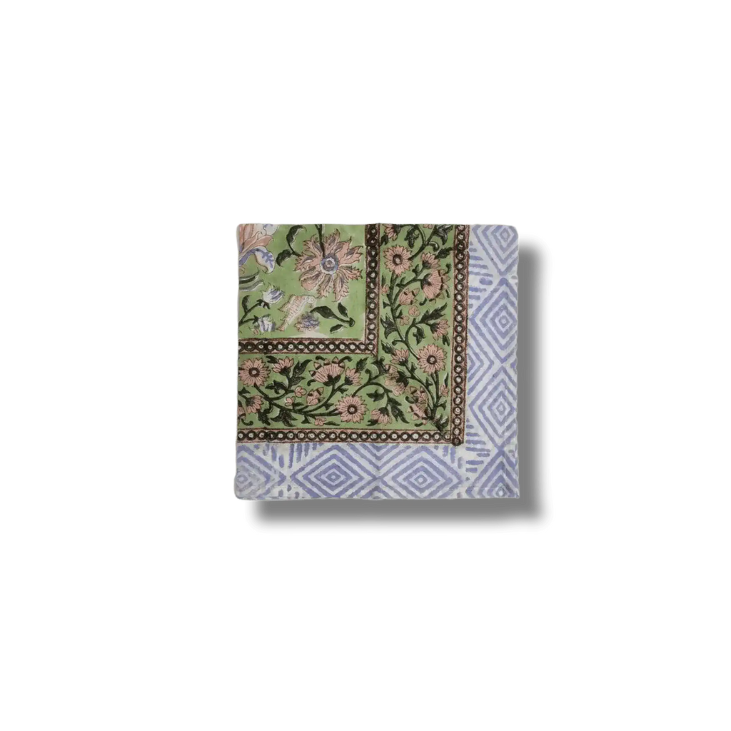Aditi Green Hand Block Print Cotton Napkins