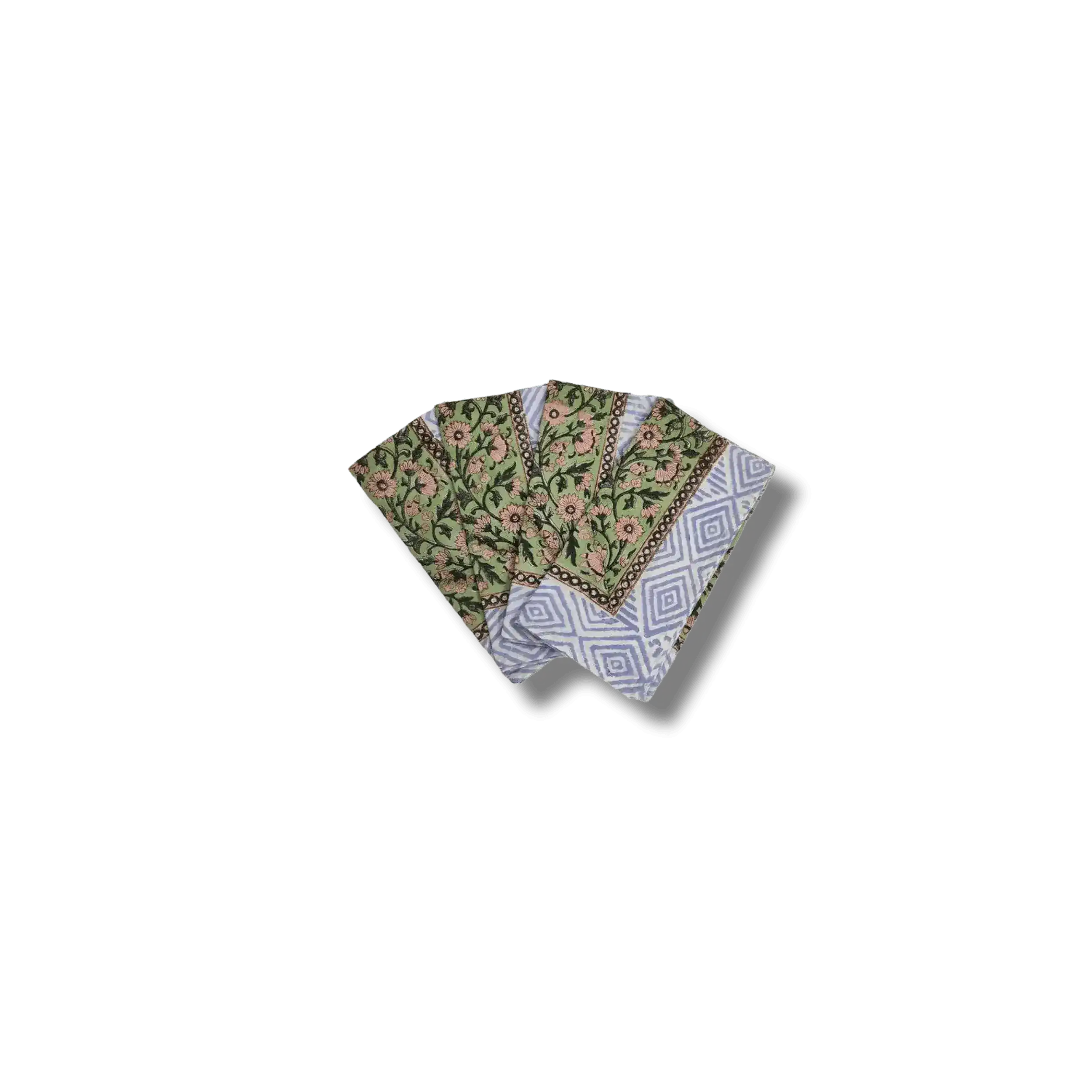 Aditi Green Hand Block Print Cotton Napkins