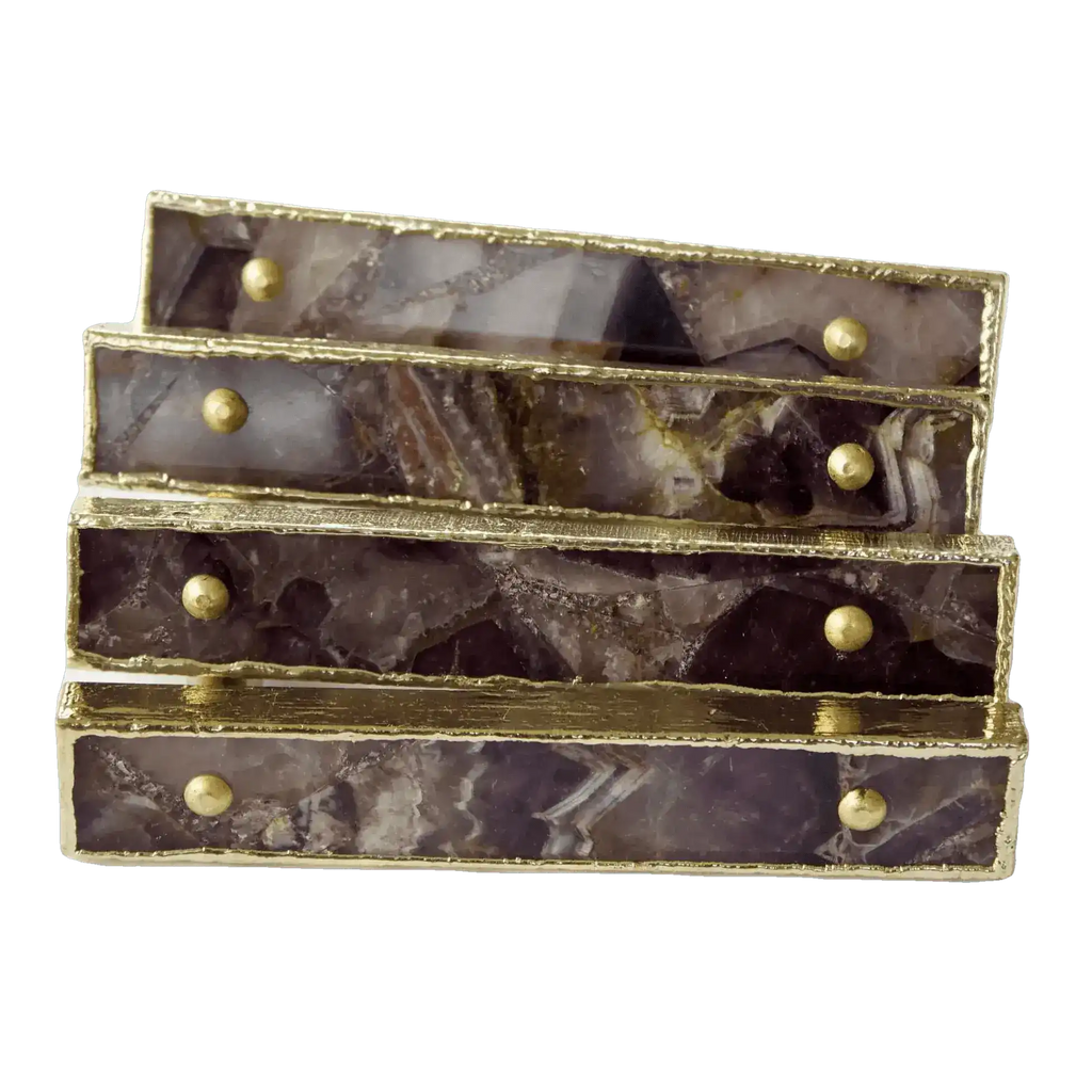 Amethyst Agate Cabinet Door Pull Handle - Set of 4