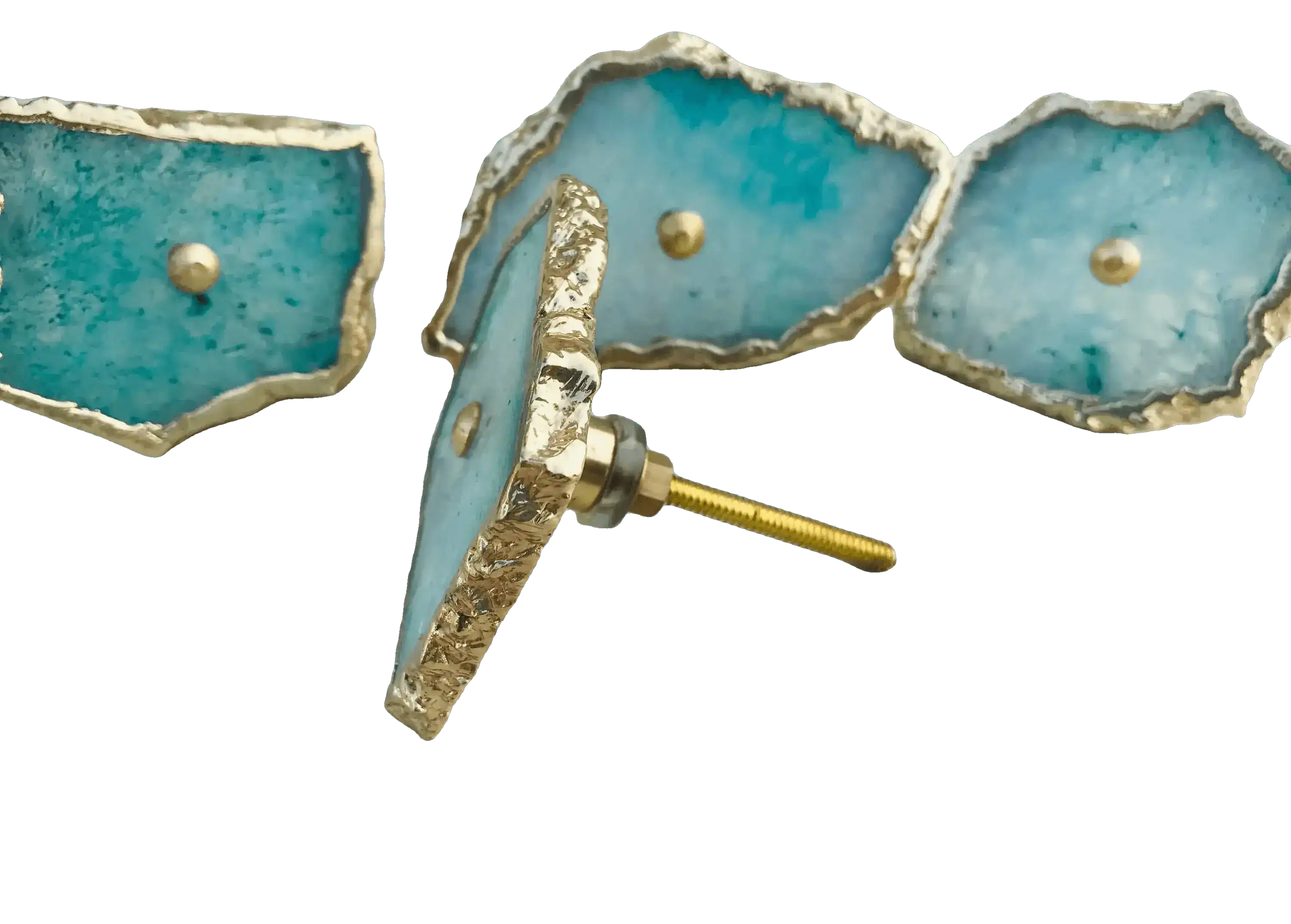 Aqua Agate Cabinet Door Pull Handle - Set of 6