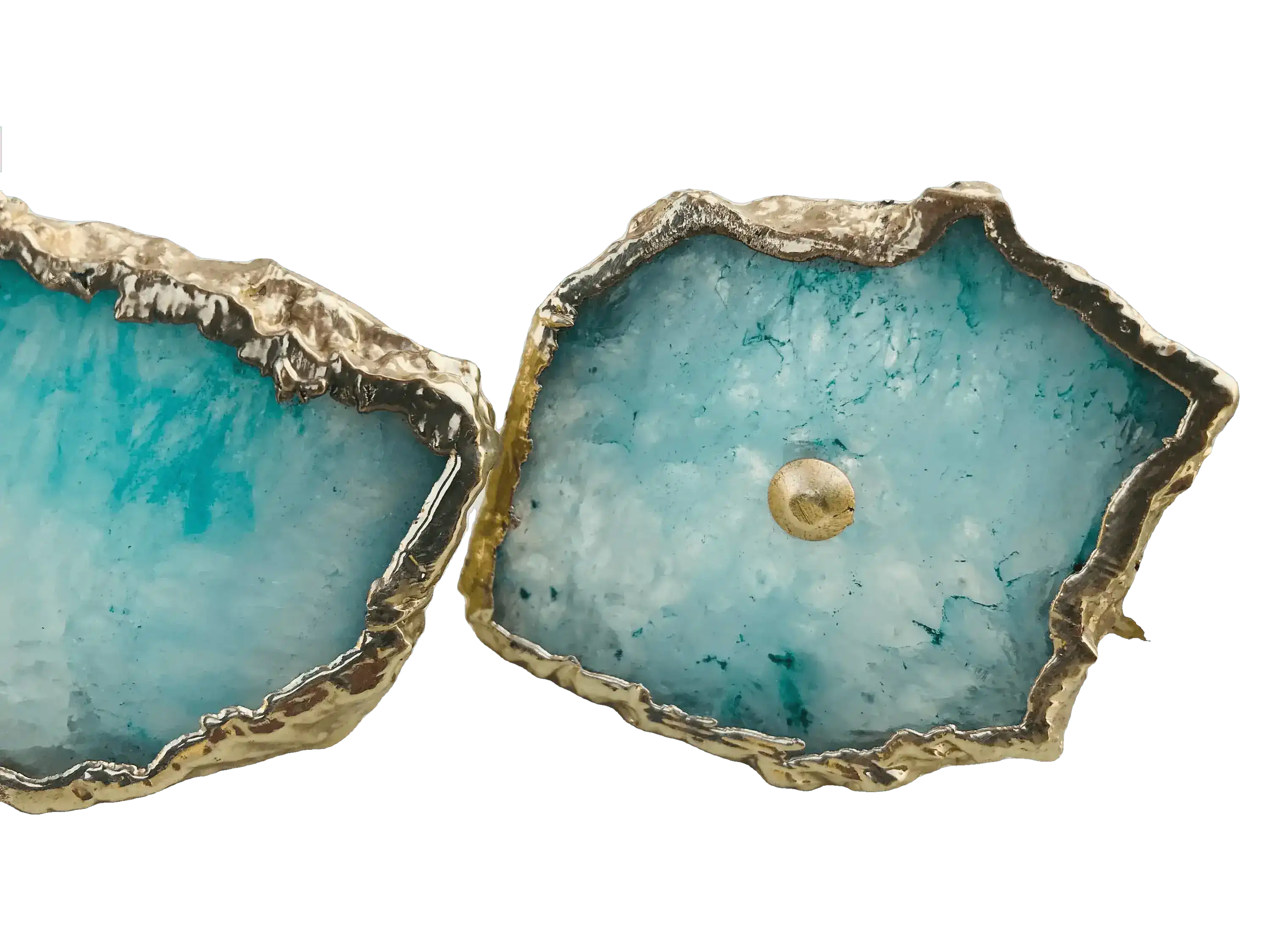 Aqua Agate Cabinet Door Pull Handle - Set of 6