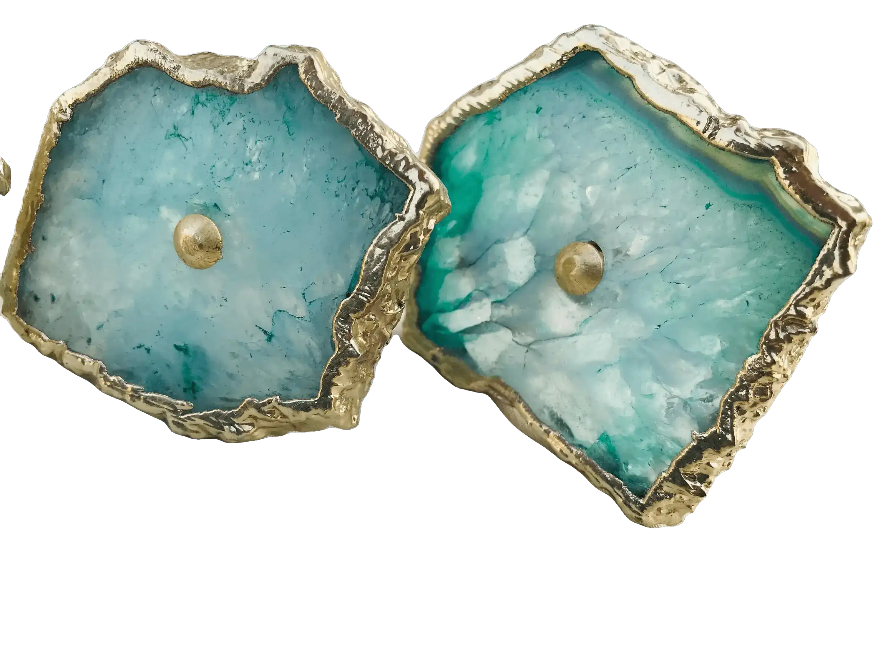 Aqua Agate Cabinet Door Pull Handle - Set of 6