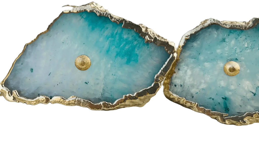 Aqua Agate Cabinet Door Pull Handle - Set of 6