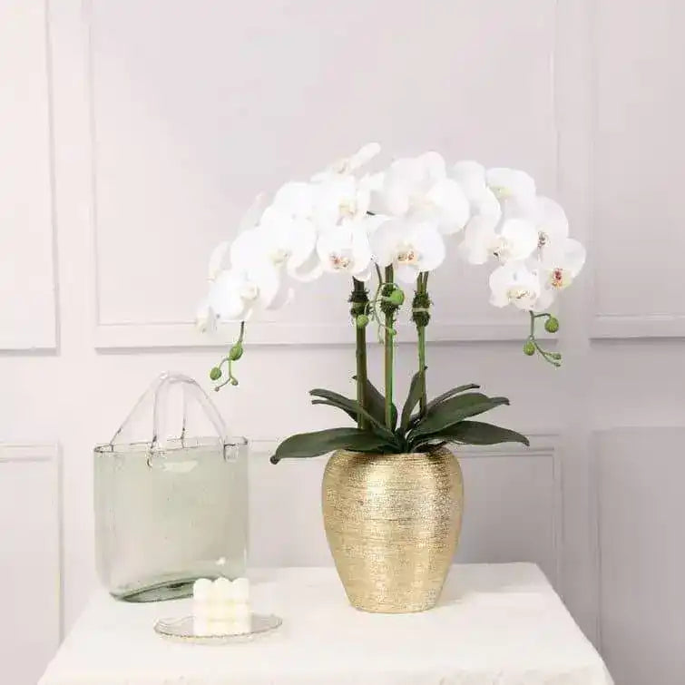 Artificial Orchid Plant in Gold Pot