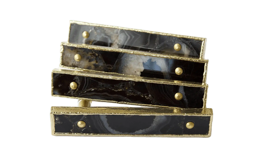 Black Agate Cabinet Door Pull Handle - Set of 4